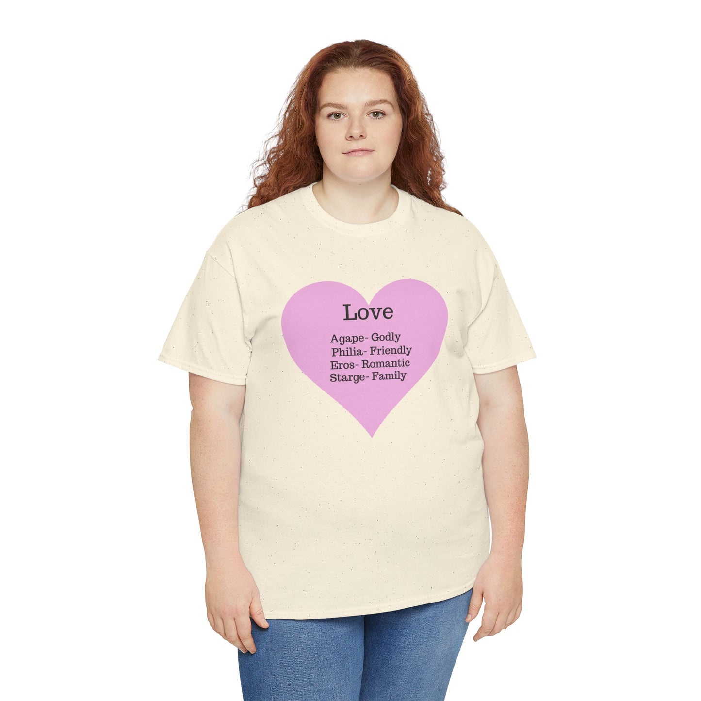 Unisex Love Heart Heavy Cotton T-Shirt - Comfortable Classic Fit Apparel