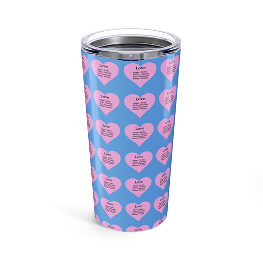 Charming Heart Insulated Stainless Steel Tumbler (20oz)(Light blue)