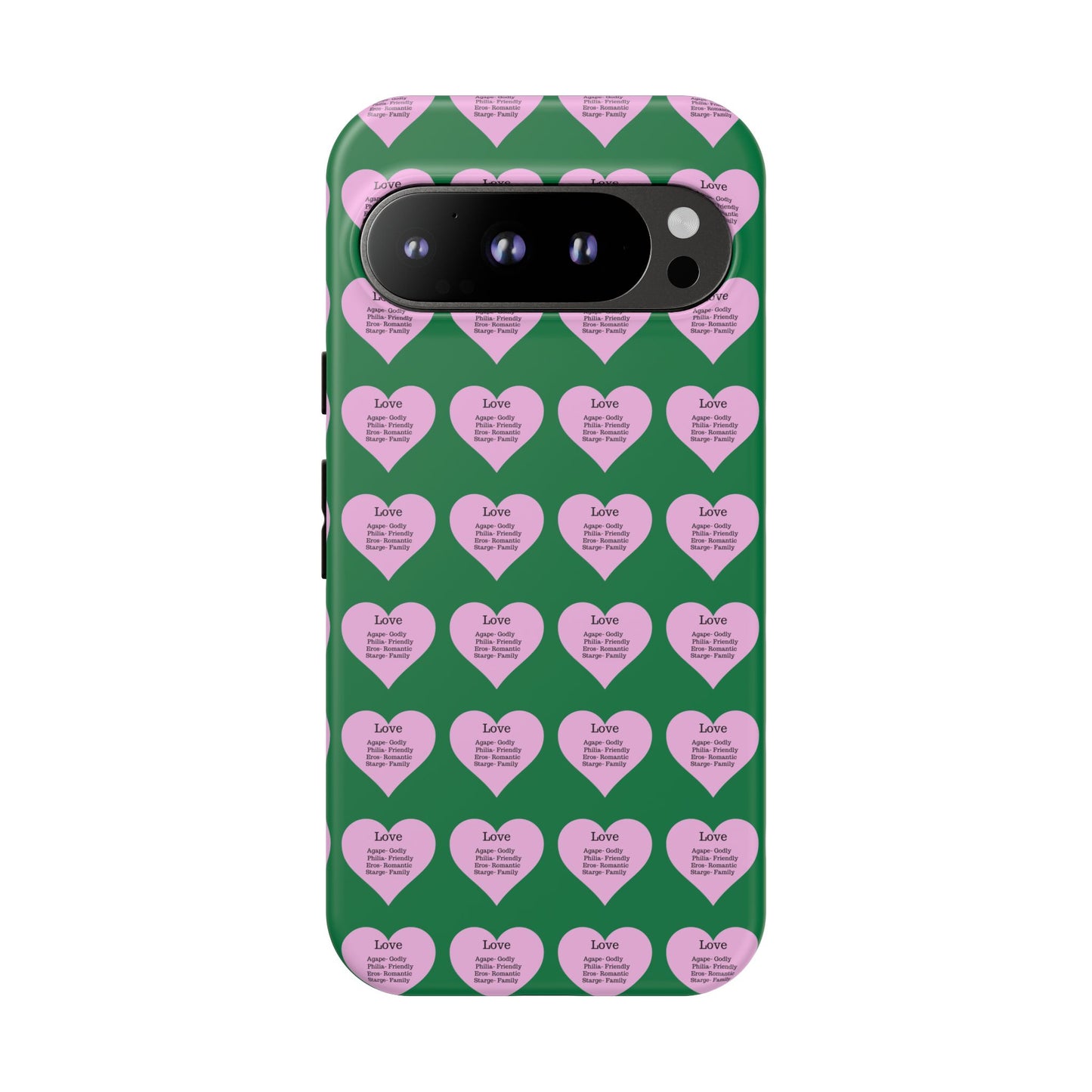 Hearts-A-Flutter Phone Case (iPhone, Google Pixel)(Dark green)