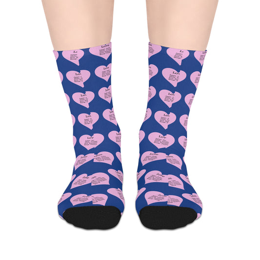 The Love Hearts Mid-Length Socks (Dark blue)