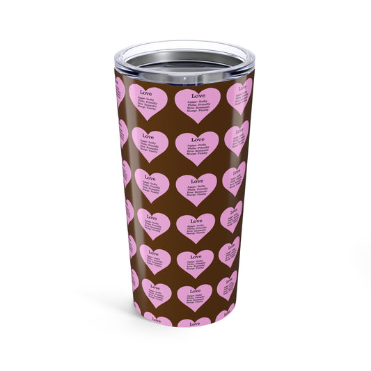 Charming Heart Insulated Stainless Steel Tumbler (20oz)(Brown)