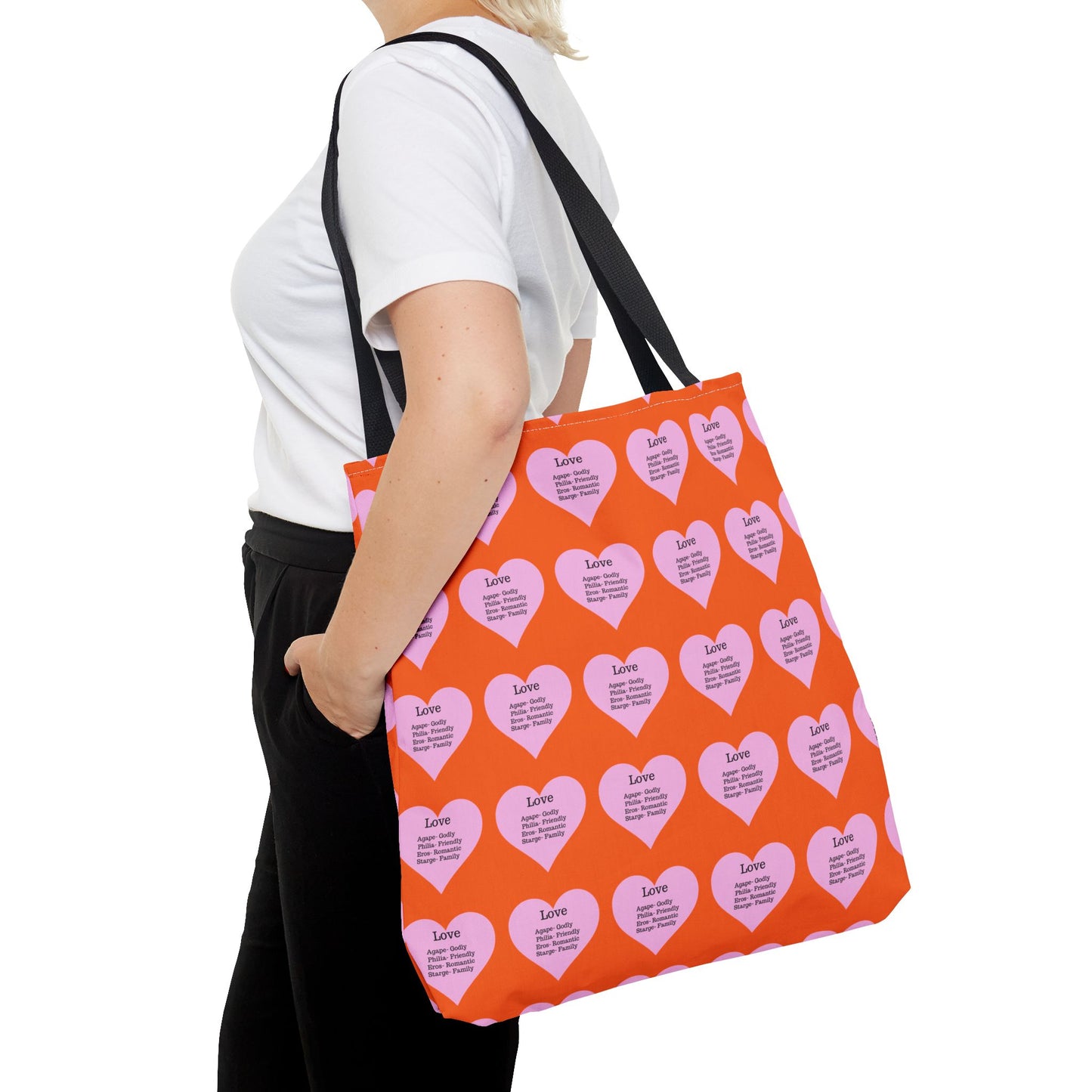 Pink Hearts Tote Bag (Orange)