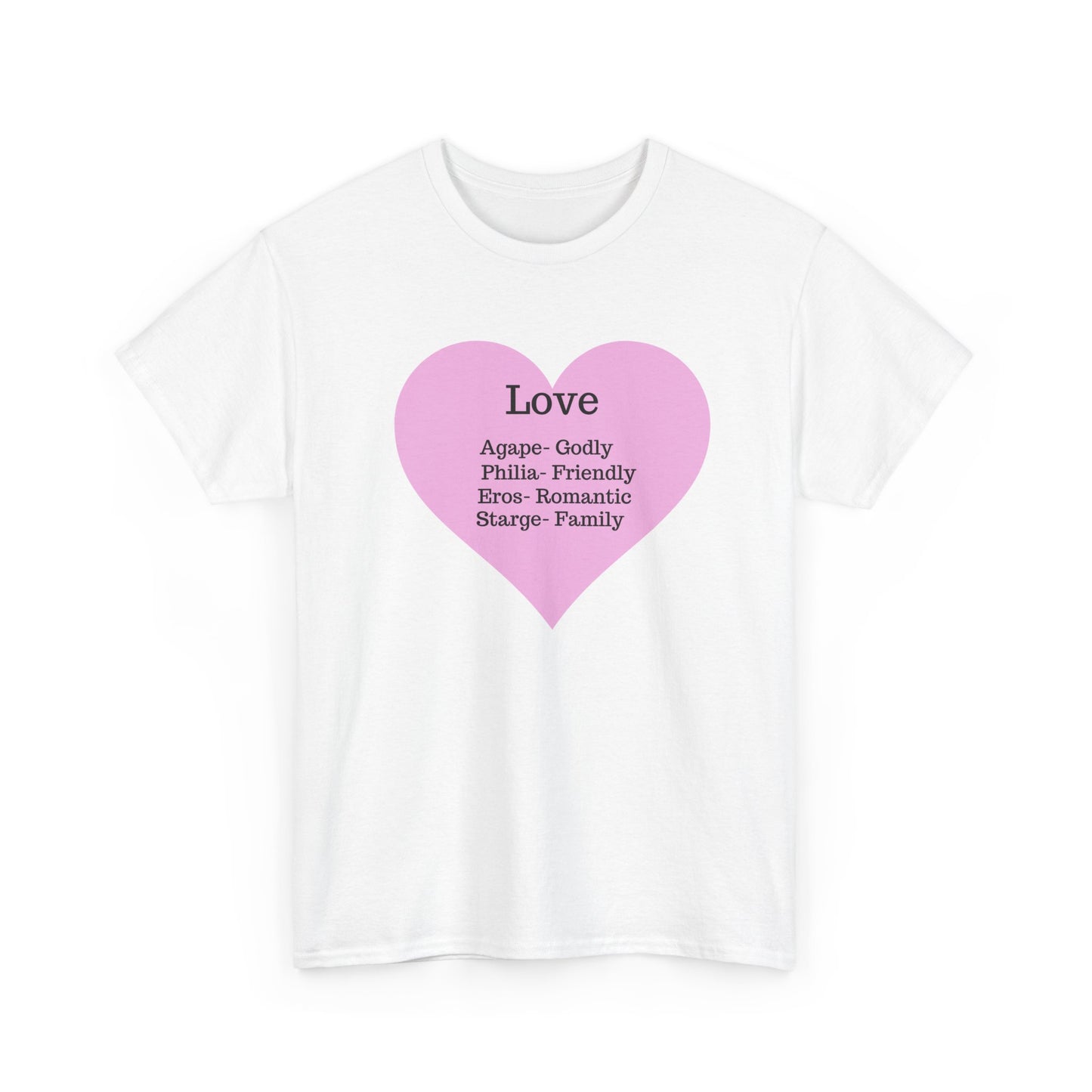 Unisex Love Heart Heavy Cotton T-Shirt - Comfortable Classic Fit Apparel