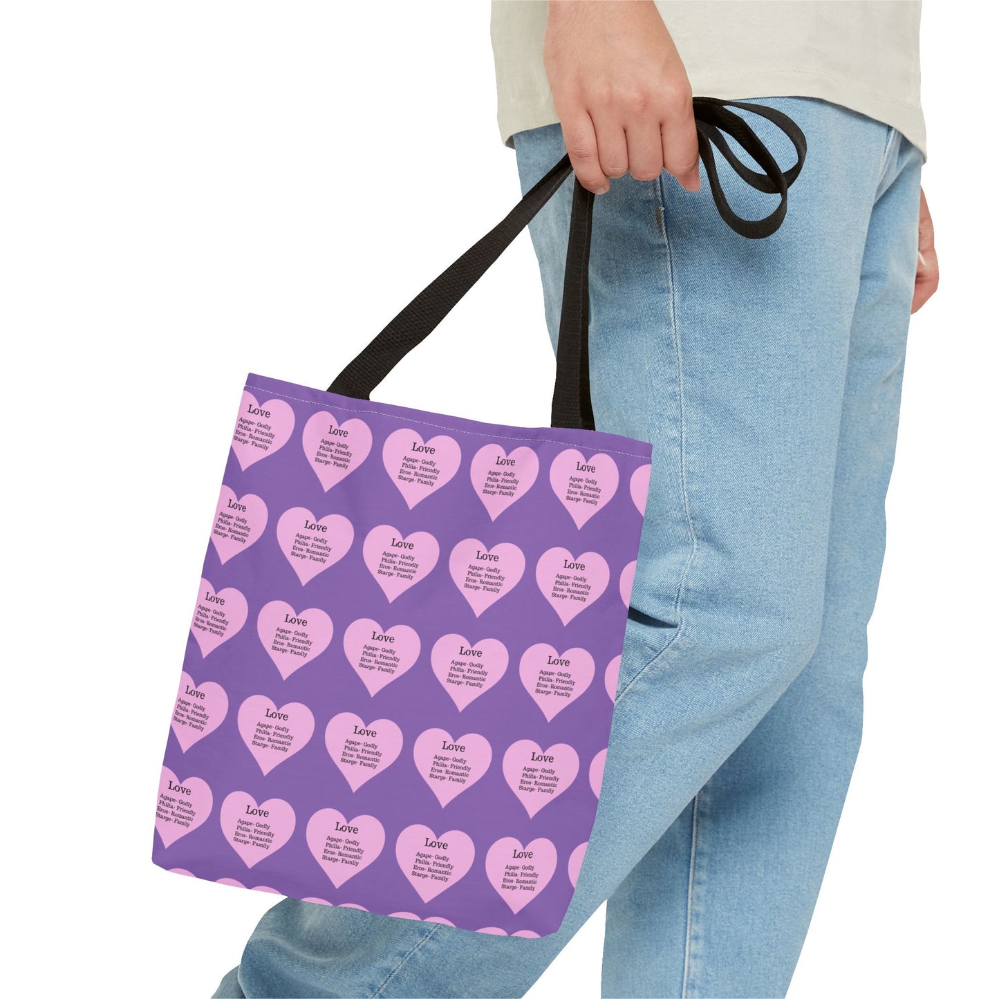 Pink Hearts Tote Bag (Light purple)