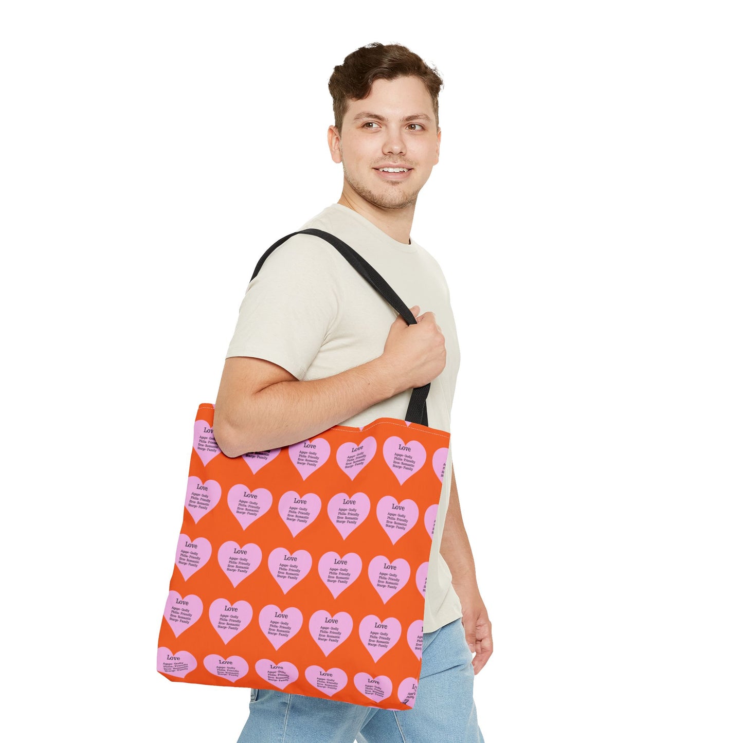 Pink Hearts Tote Bag (Orange)