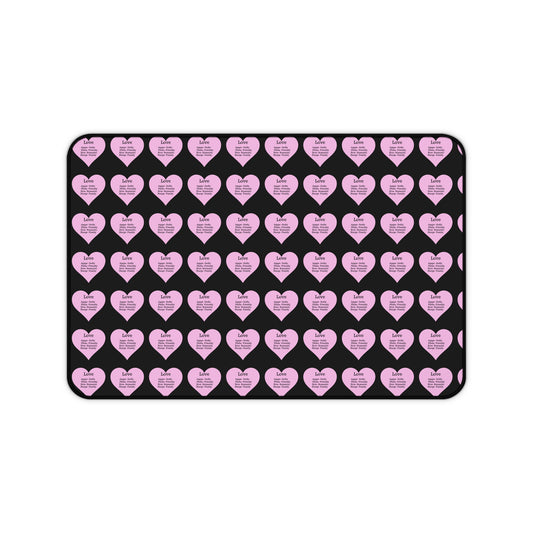 Love Hearts Desk Mat (Black)