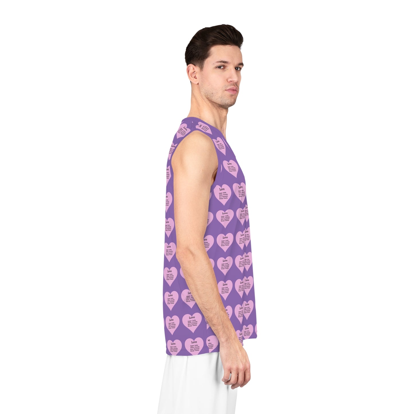 Love Heart All-Over-Print Basketball Jersey (Light Purple)