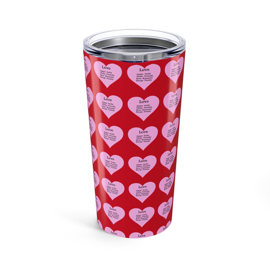 Charming Heart Insulated Stainless Steel Tumbler (20oz)(Dark red)