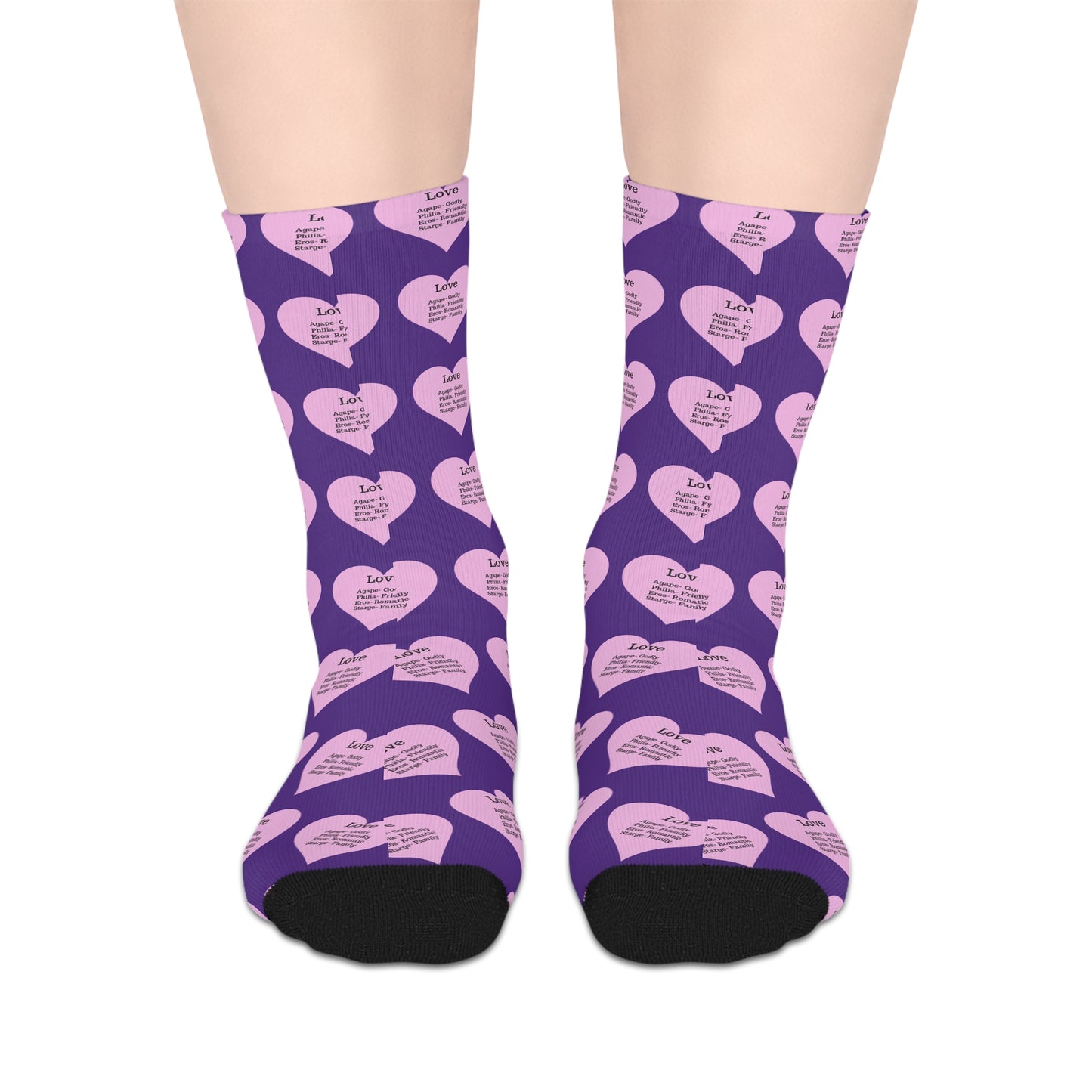The Love Hearts Mid-Length Socks (Purple)