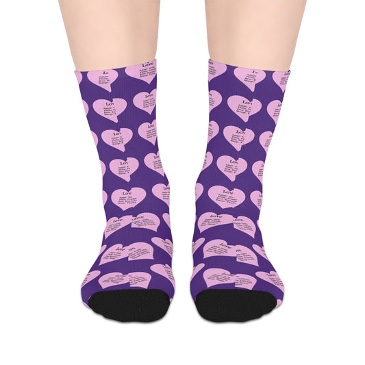 The Love Hearts Mid-Length Socks (Purple)