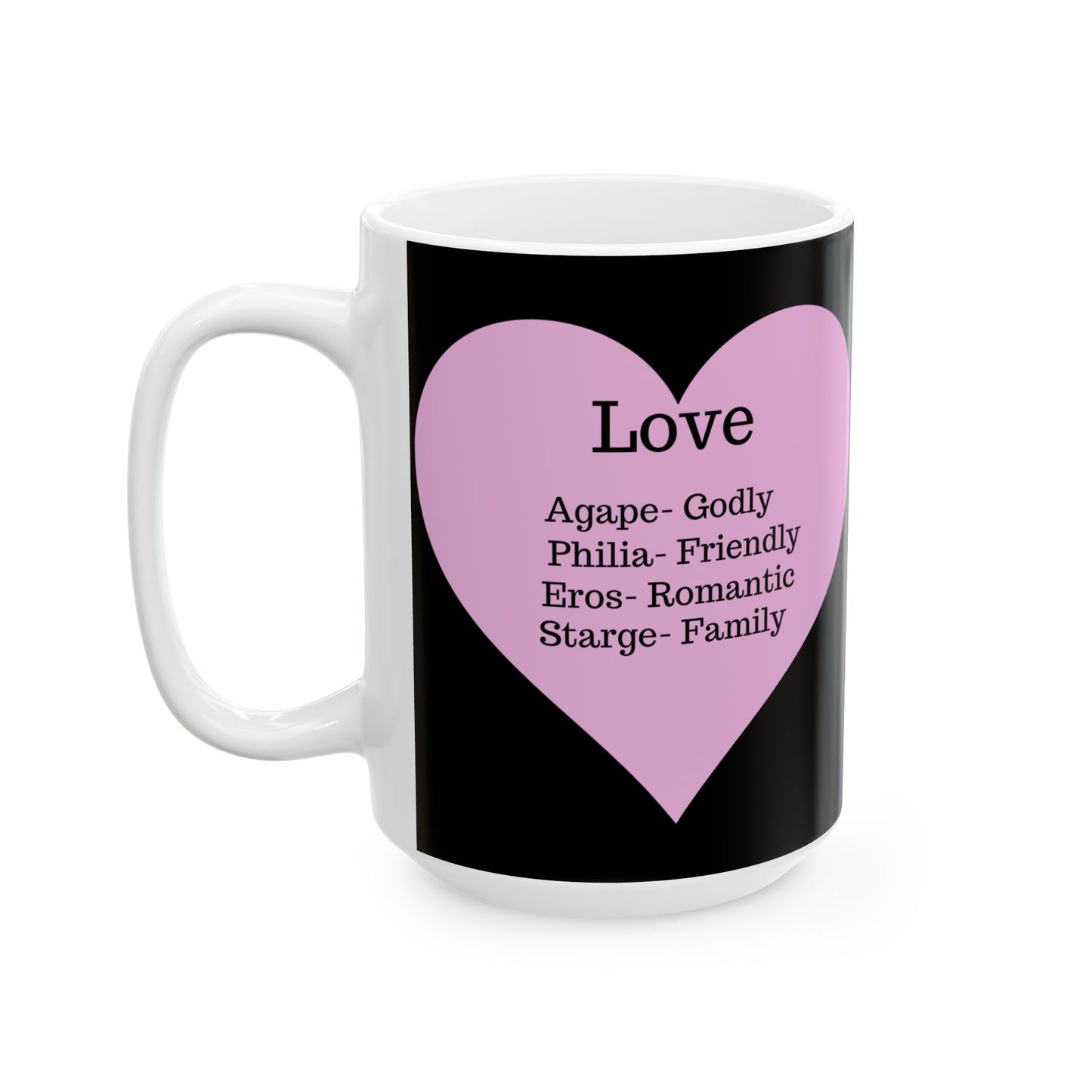 Charming Heart Ceramic Coffee Mug (Black)