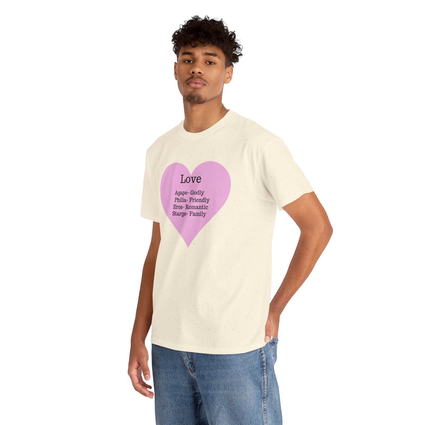 Unisex Love Heart Heavy Cotton T-Shirt - Comfortable Classic Fit Apparel