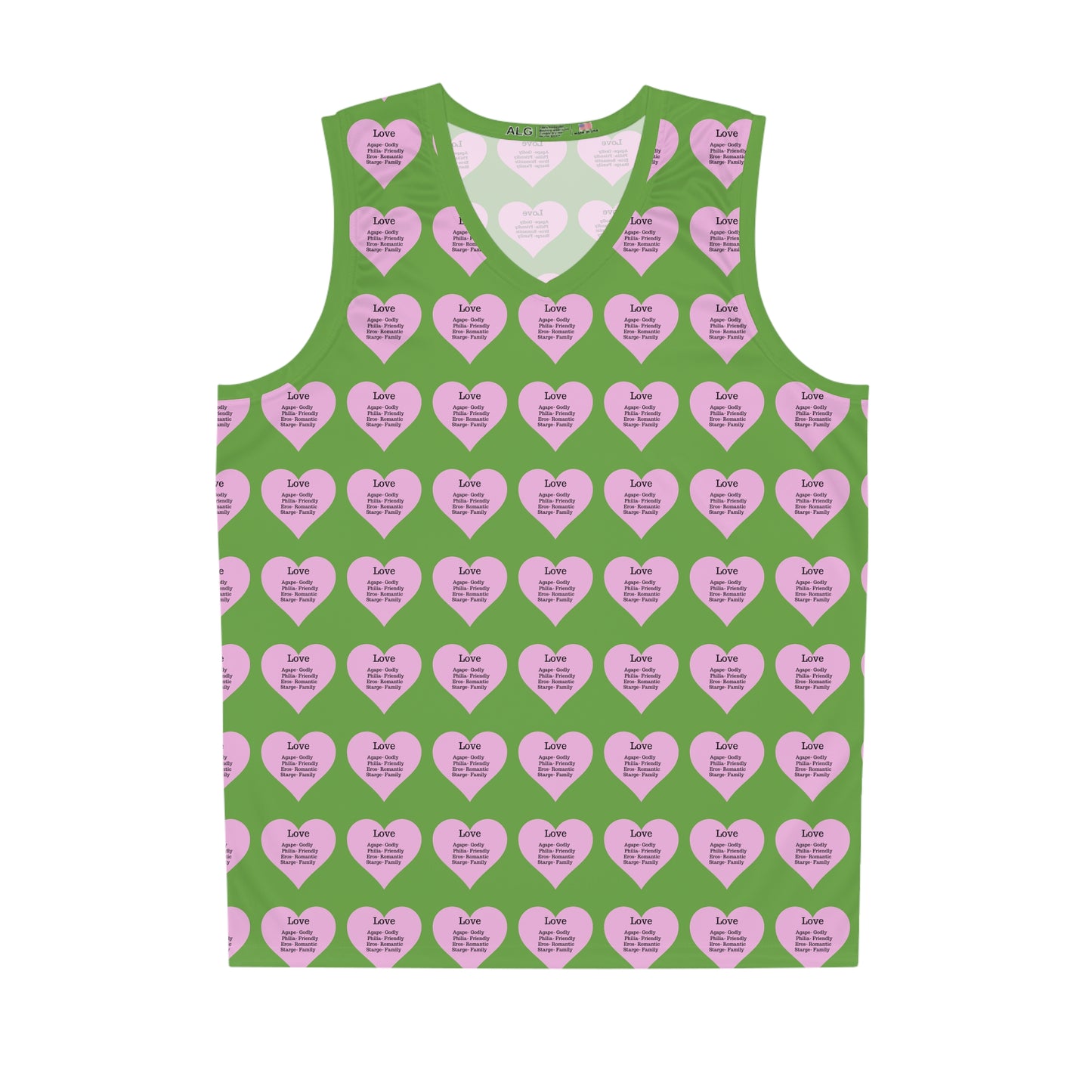 Love Heart All-Over-Print Basketball Jersey (Green)