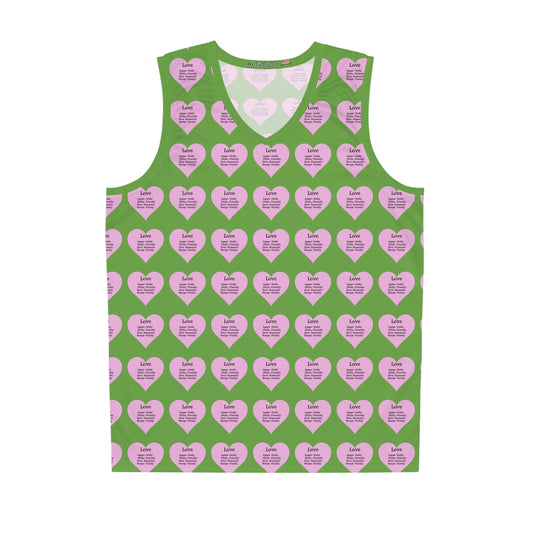 Love Heart All-Over-Print Basketball Jersey (Green)