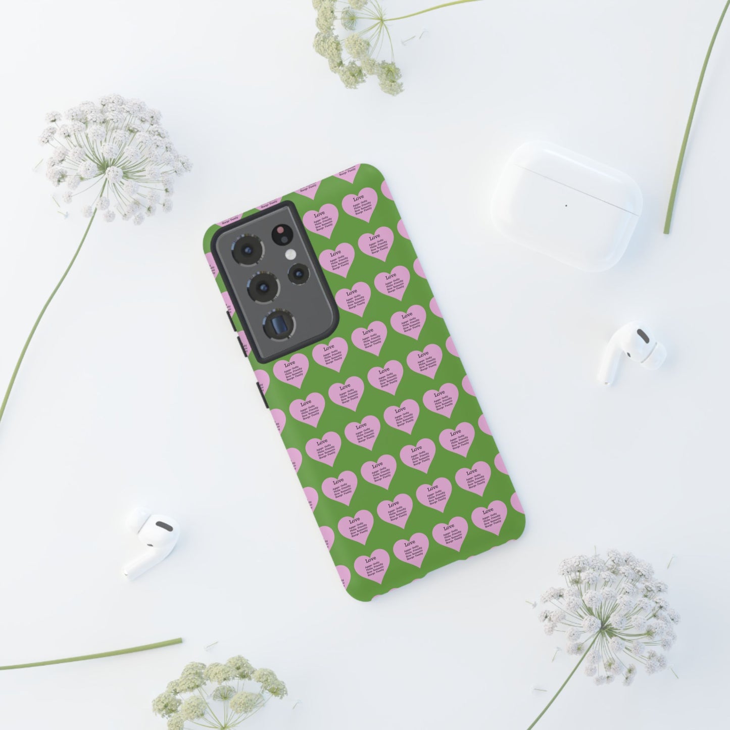 Hearts-A-Flutter Phone Case (Samsung)(Green)