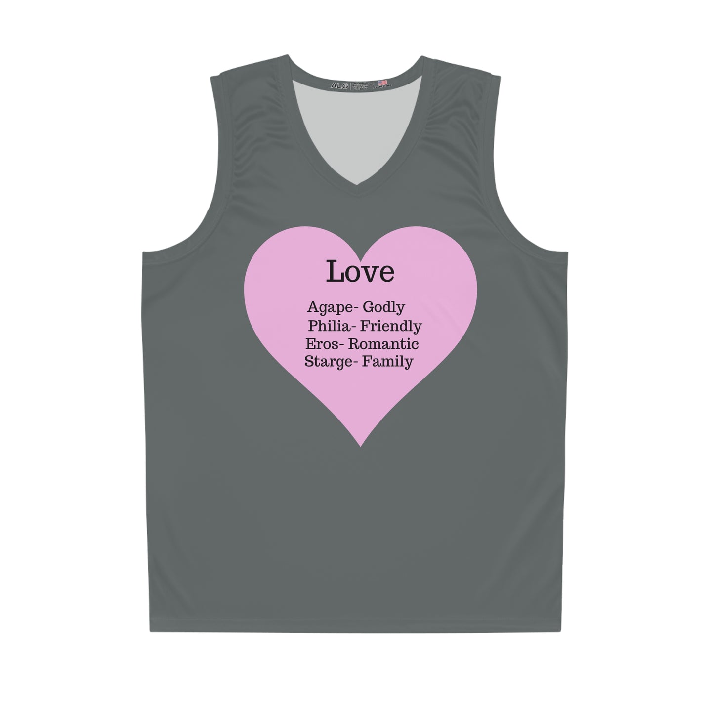 Love Heart Basketball Jersey (Dark Grey)