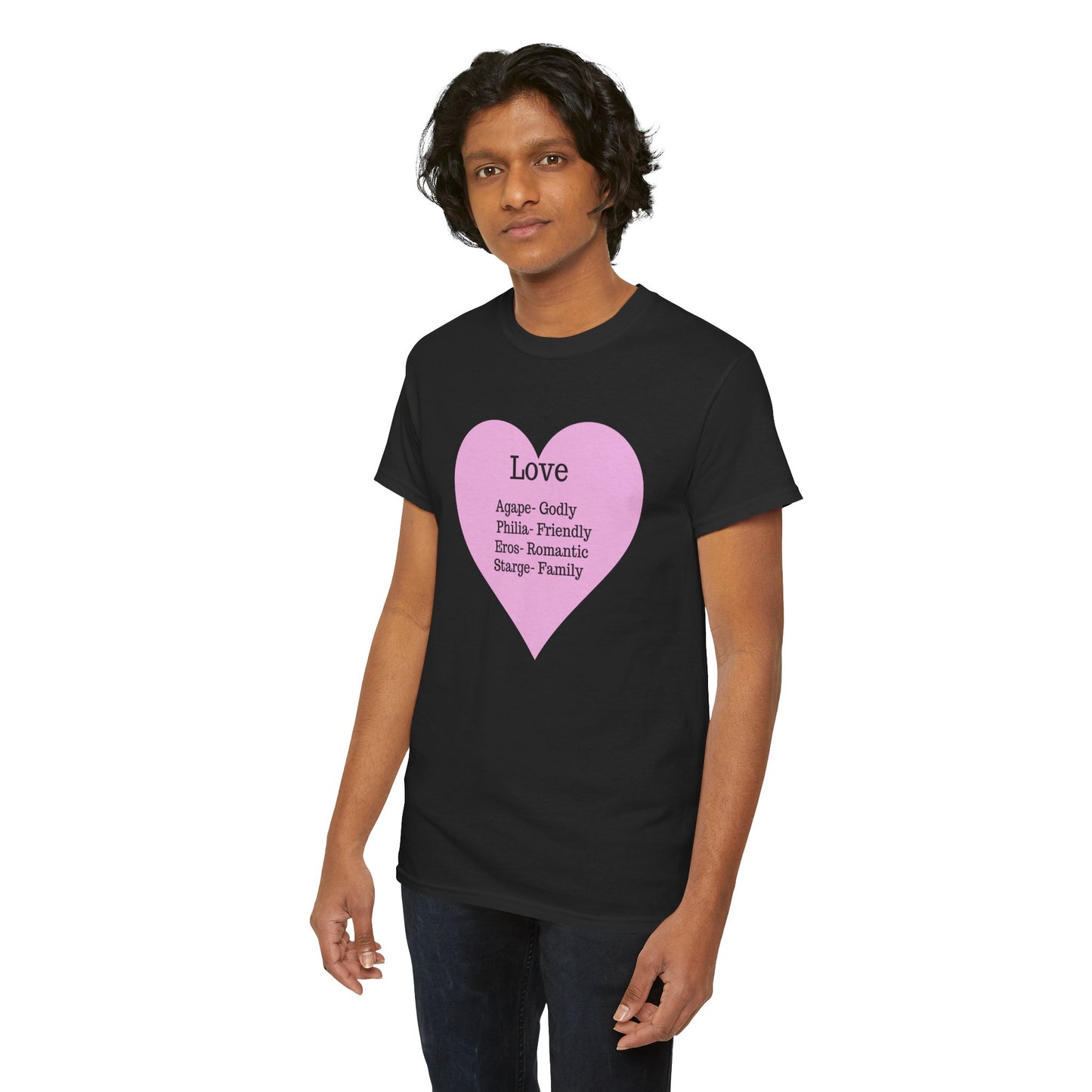 Unisex Love Heart Heavy Cotton T-Shirt - Comfortable Classic Fit Apparel