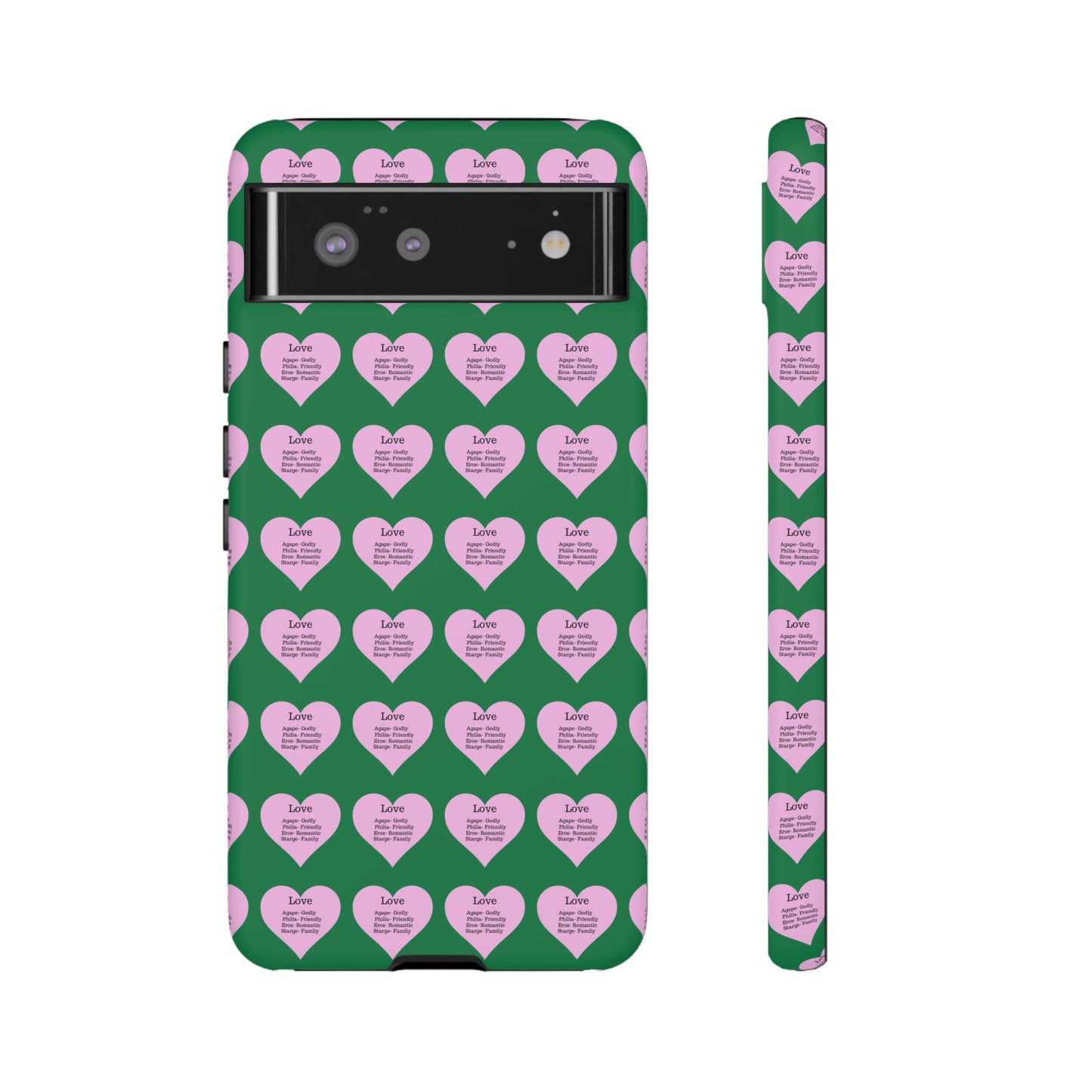 Hearts-A-Flutter Phone Case (iPhone, Google Pixel)(Dark green)