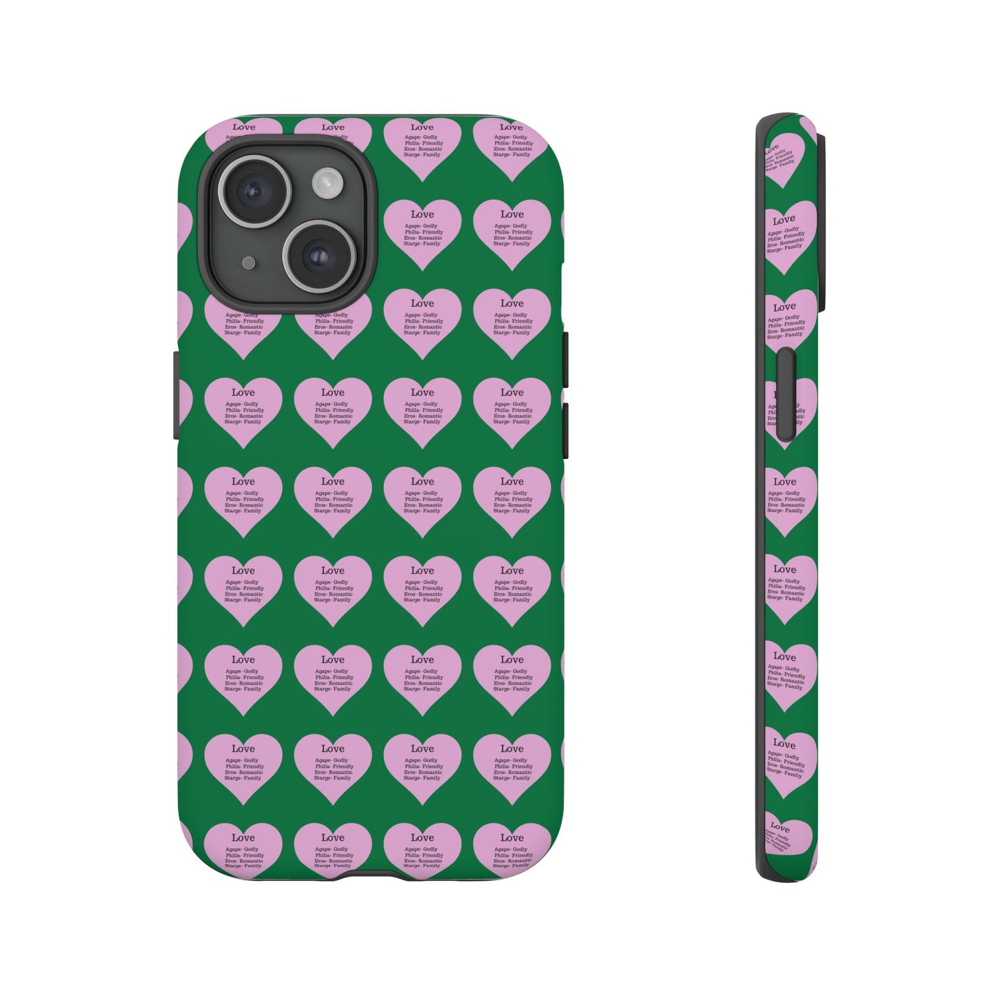 Hearts-A-Flutter Phone Case (iPhone, Google Pixel)(Dark green)