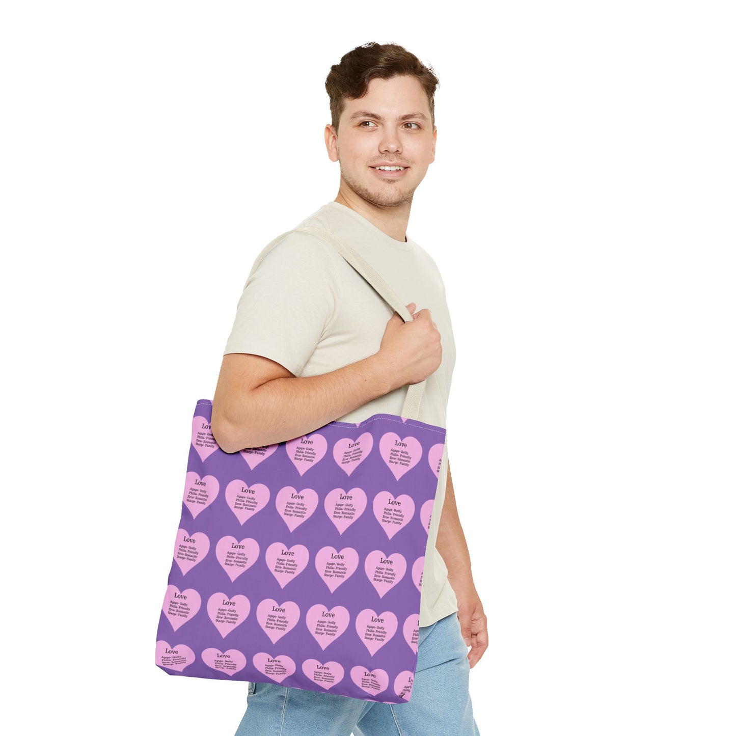 Pink Hearts Tote Bag (Light purple)