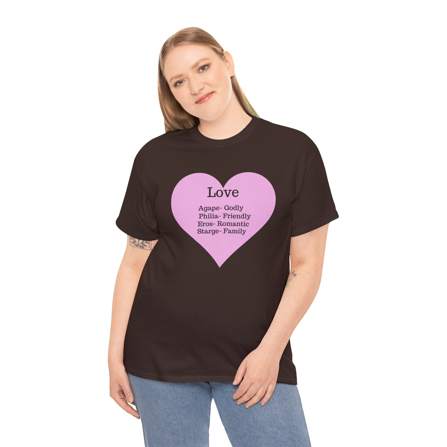 Unisex Love Heart Heavy Cotton T-Shirt - Comfortable Classic Fit Apparel