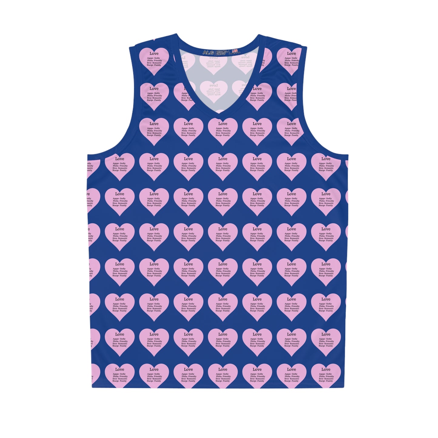 Love Heart All-Over-Print Basketball Jersey (Dark Blue)