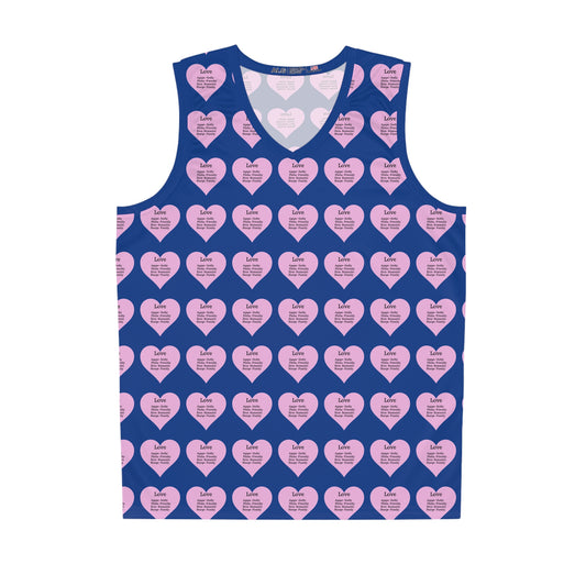 Love Heart All-Over-Print Basketball Jersey (Dark Blue)