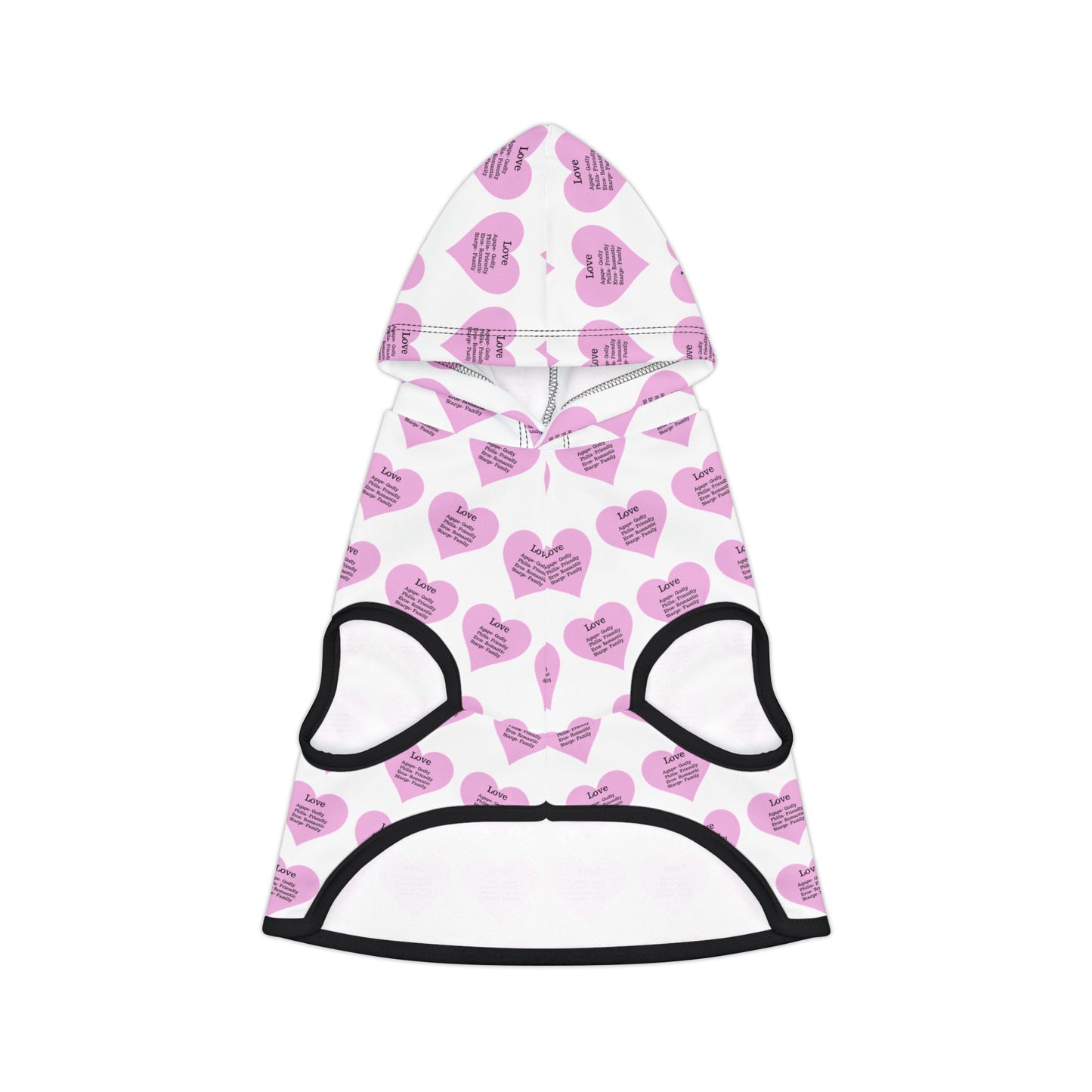 Charming Heart Pet Hoodie Pattern (White)