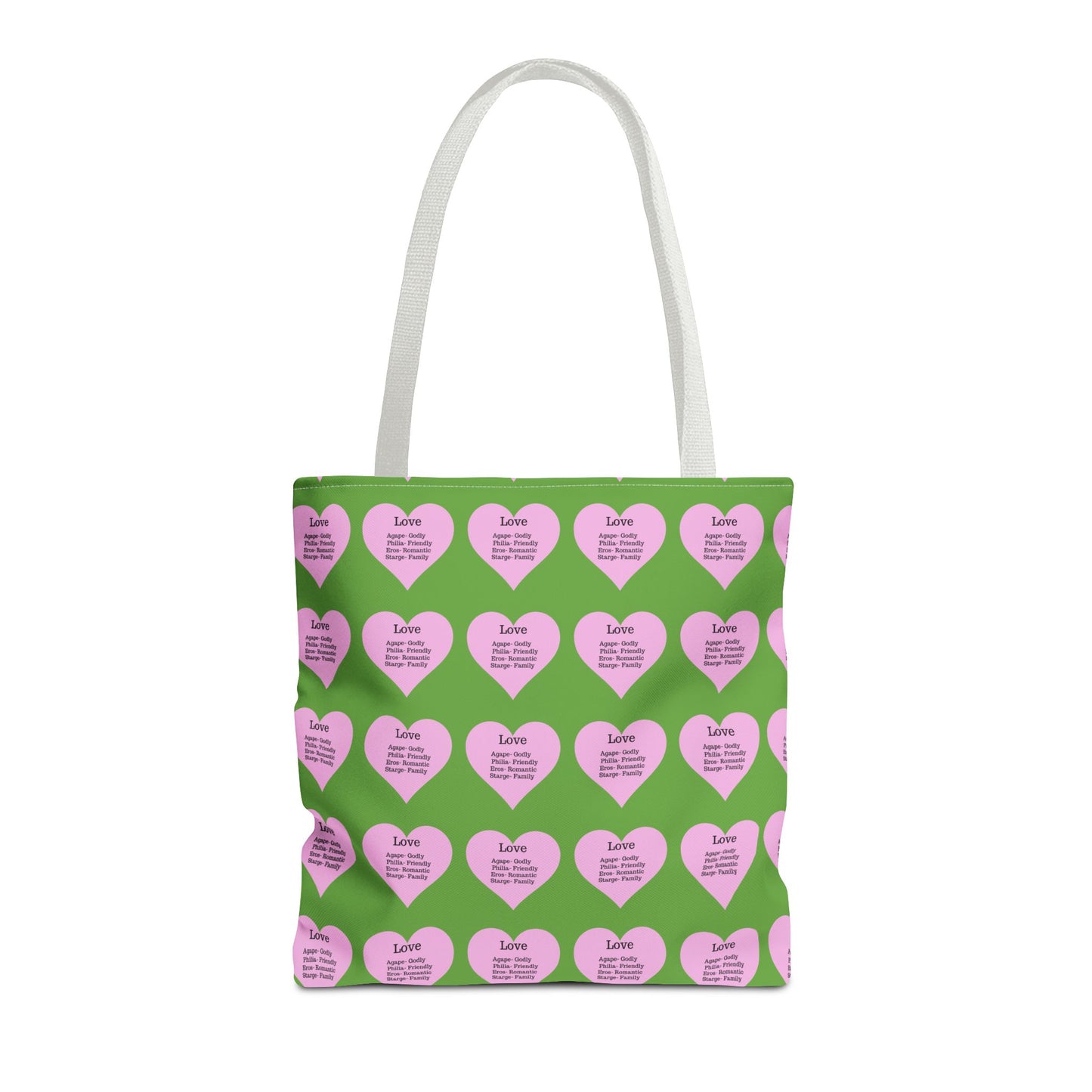 Pink Hearts Tote Bag (Green)