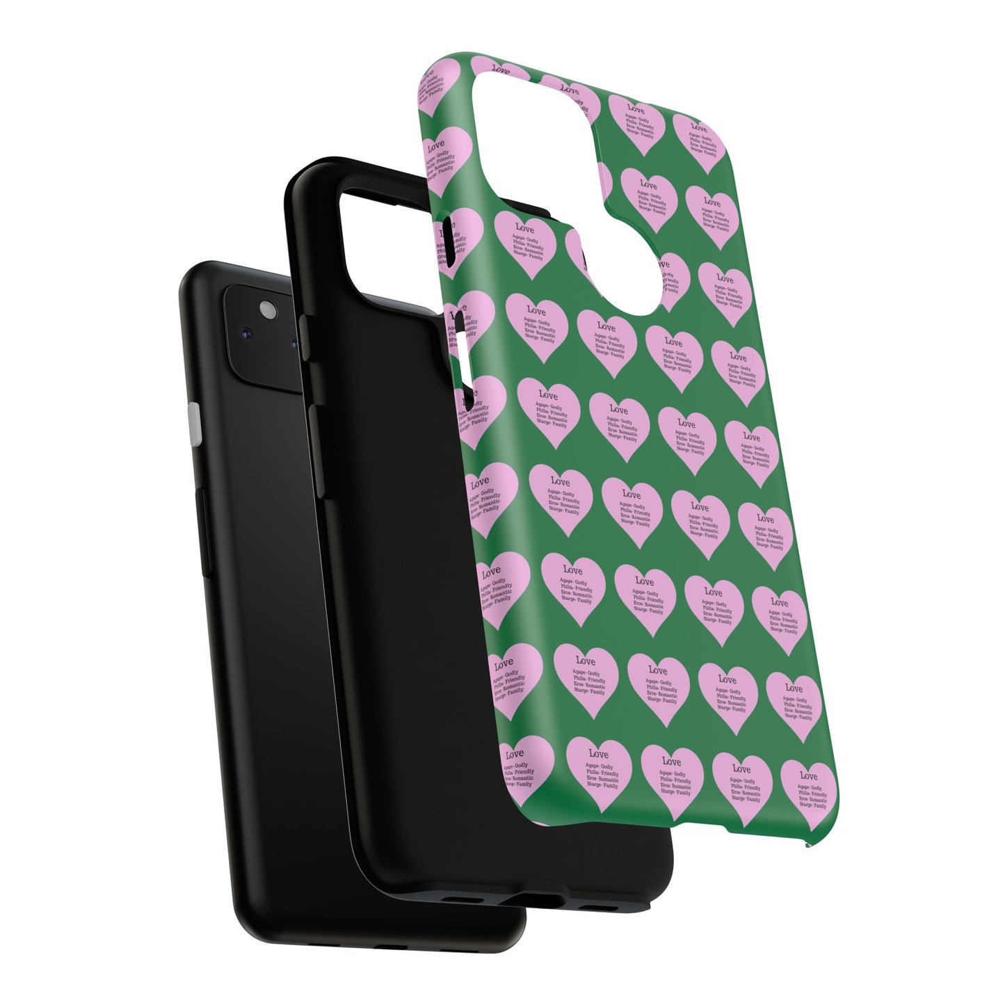 Hearts-A-Flutter Phone Case (iPhone, Google Pixel)(Dark green)