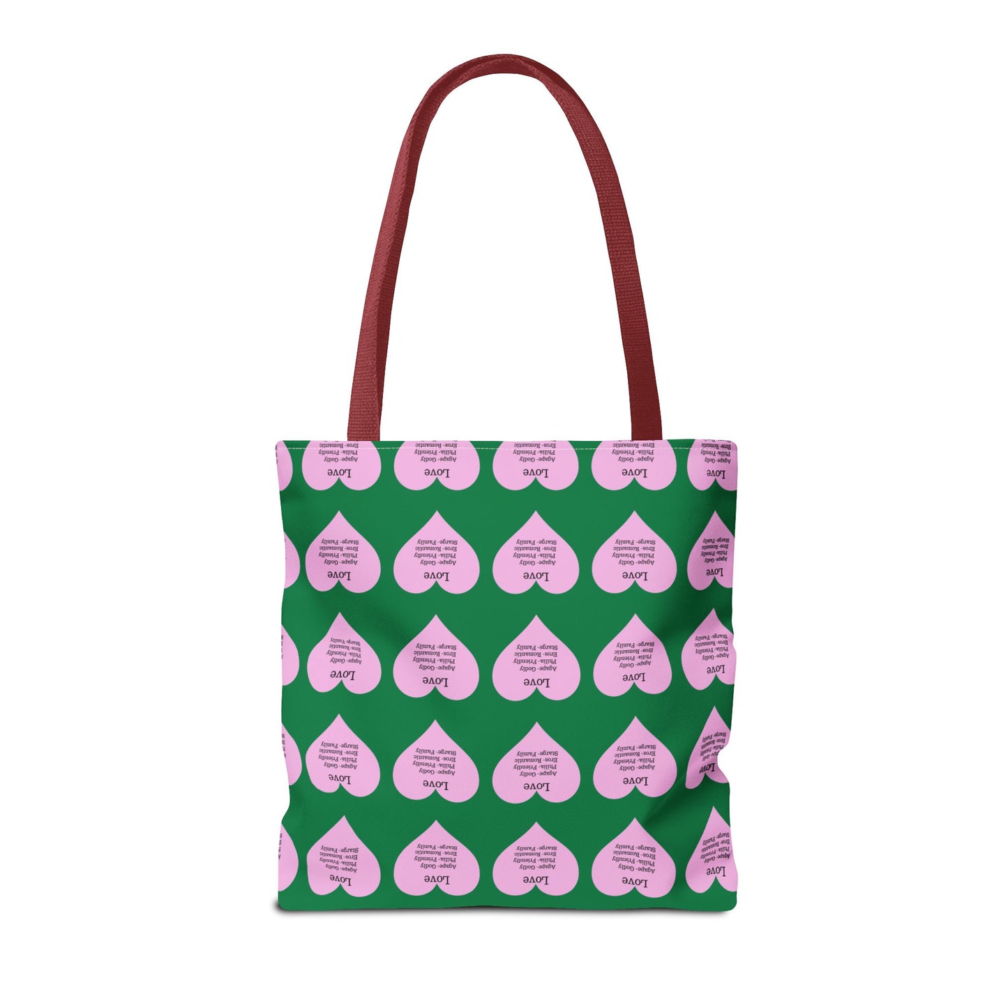 Pink Hearts Tote Bag (Dark green)
