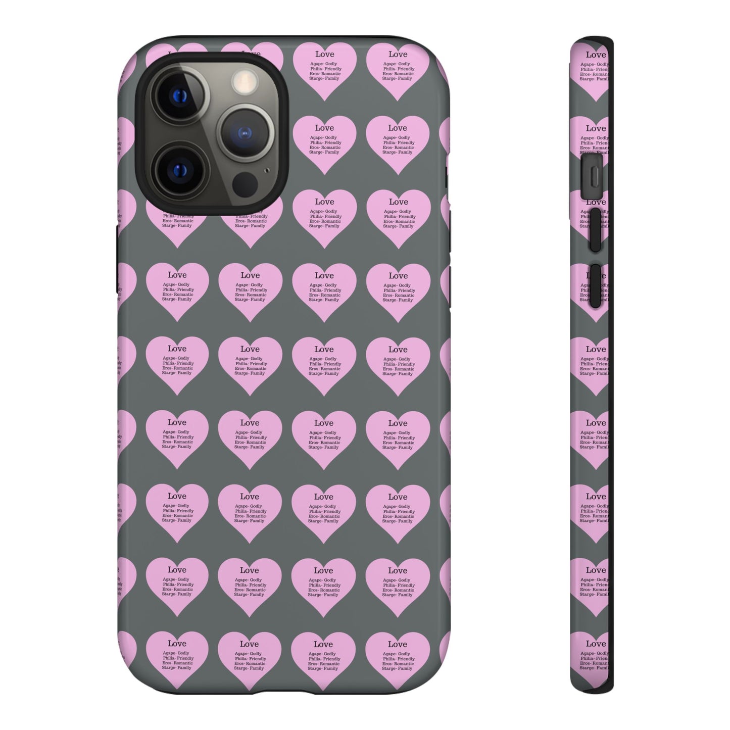 Hearts-A-Flutter Phone Case (iPhone, Google Pixel)(Dark grey)