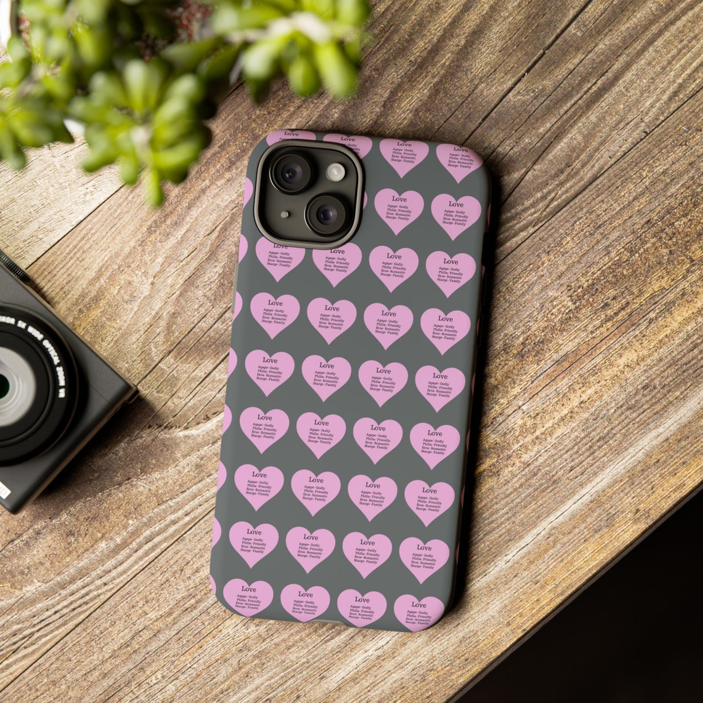 Hearts-A-Flutter Phone Case (iPhone, Google Pixel)(Dark grey)
