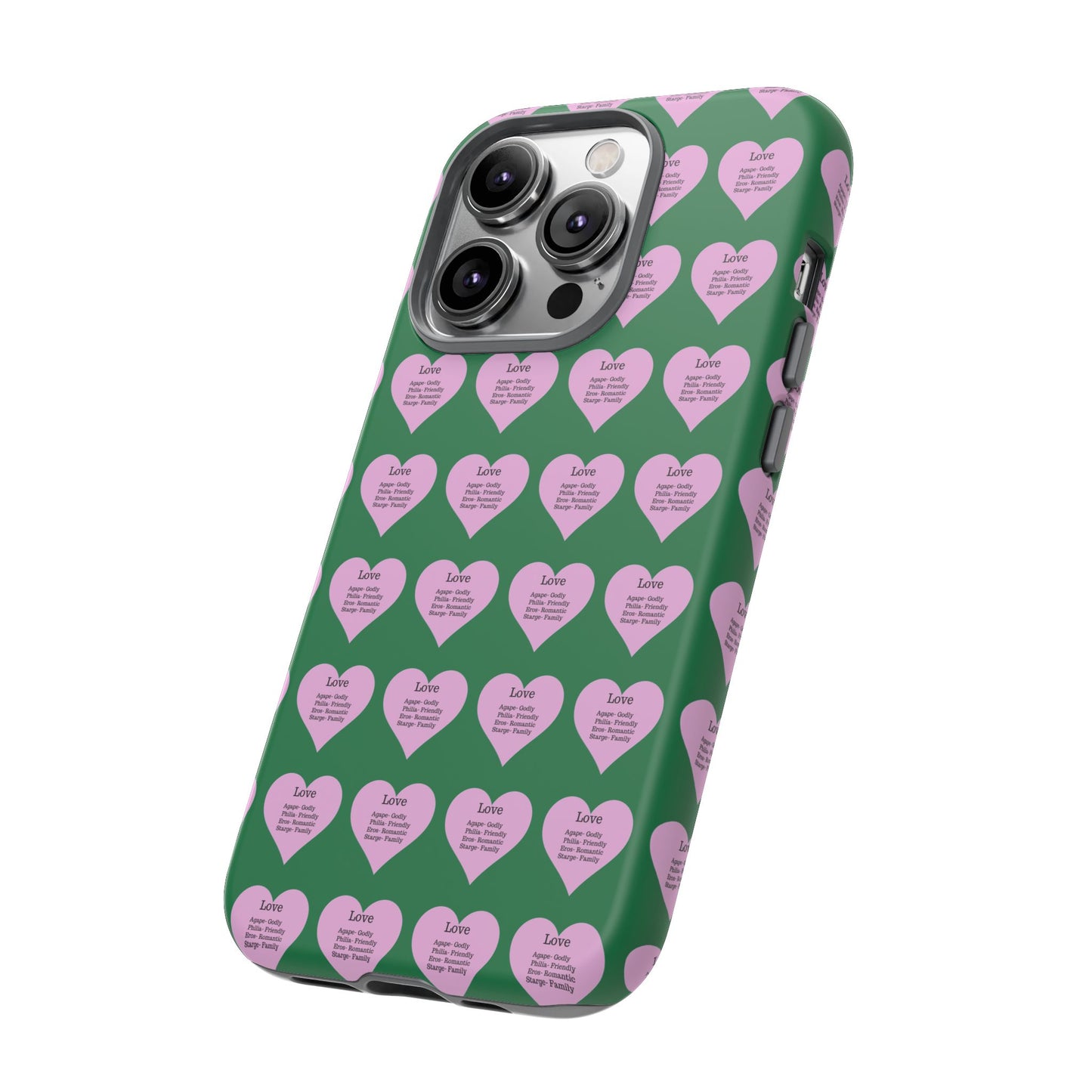 Hearts-A-Flutter Phone Case (iPhone, Google Pixel)(Dark green)