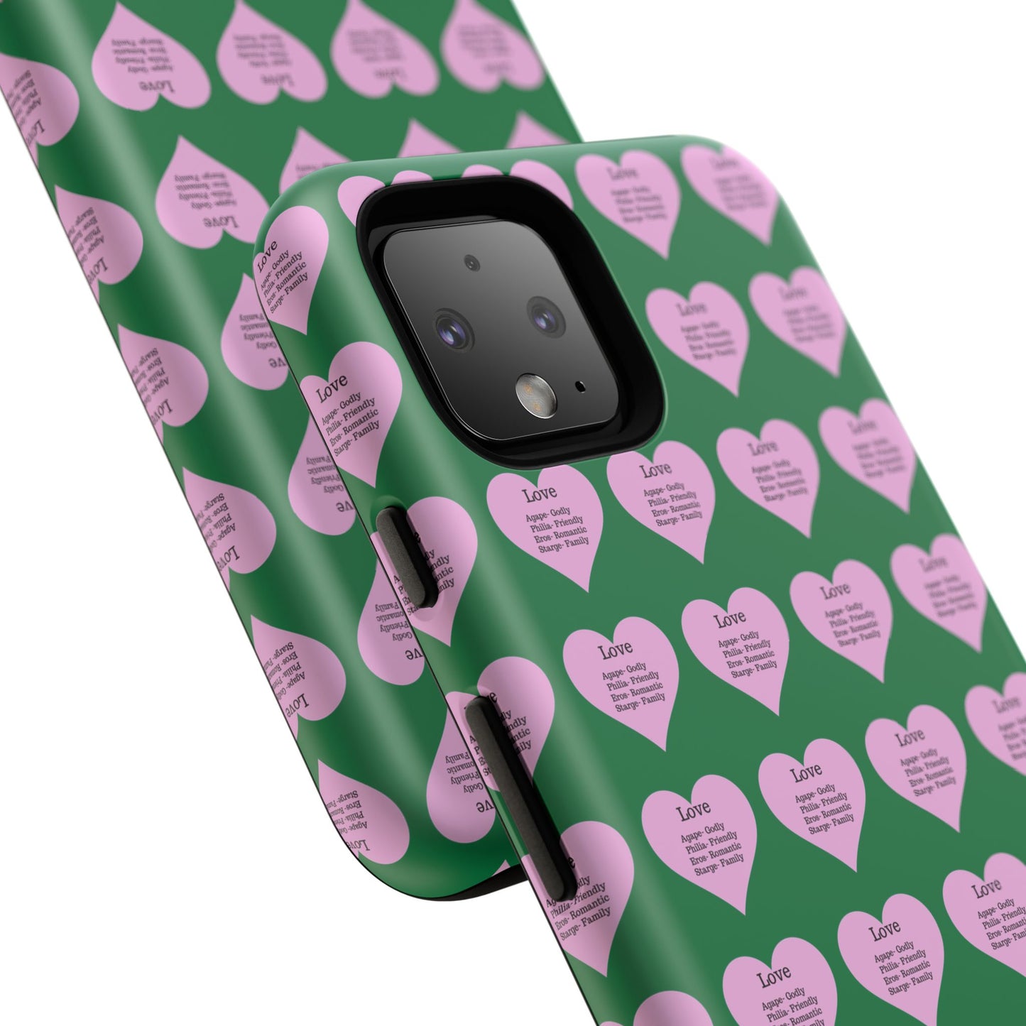 Hearts-A-Flutter Phone Case (iPhone, Google Pixel)(Dark green)