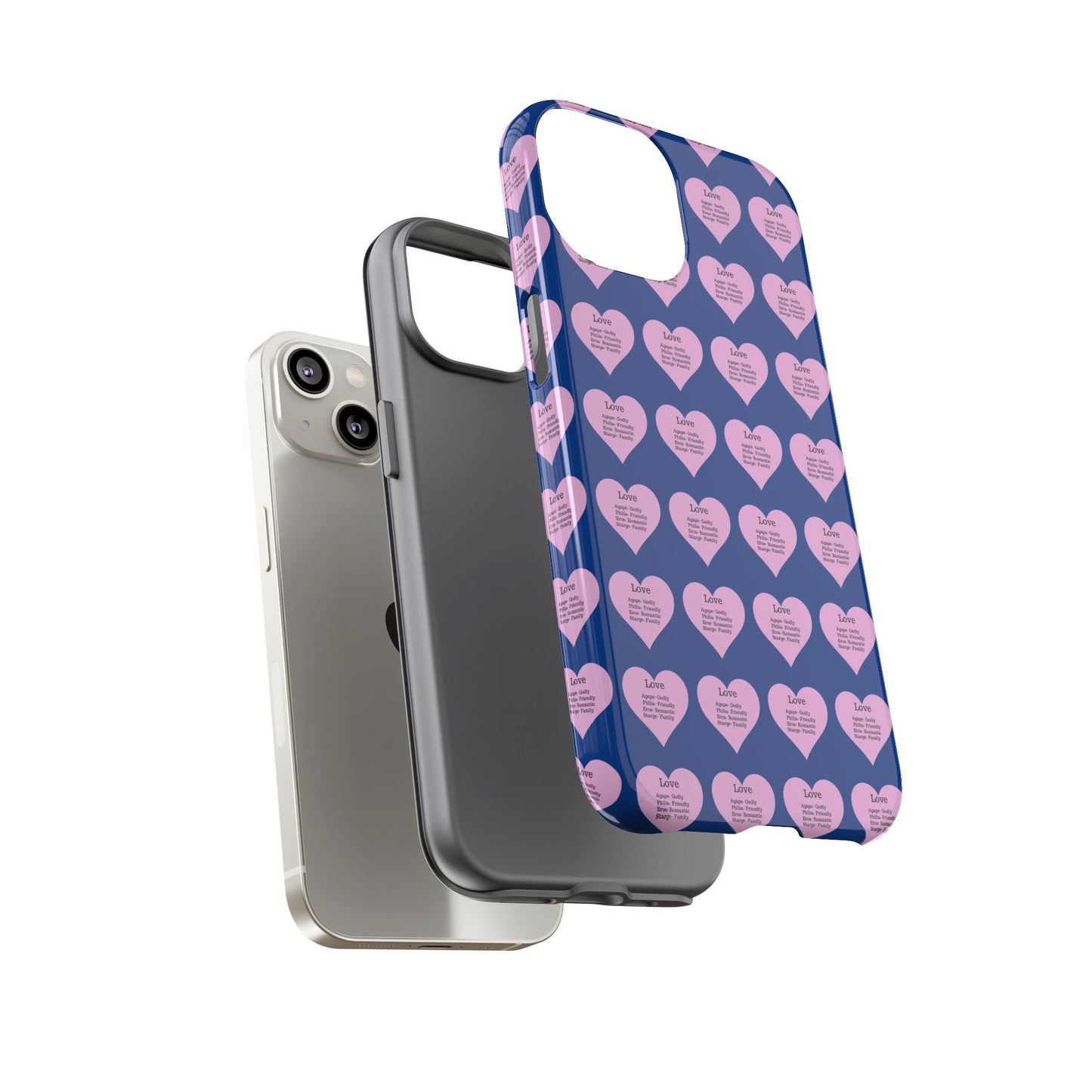 Hearts-A-Flutter Phone Case (iPhone, Google Pixel)(Dark blue)