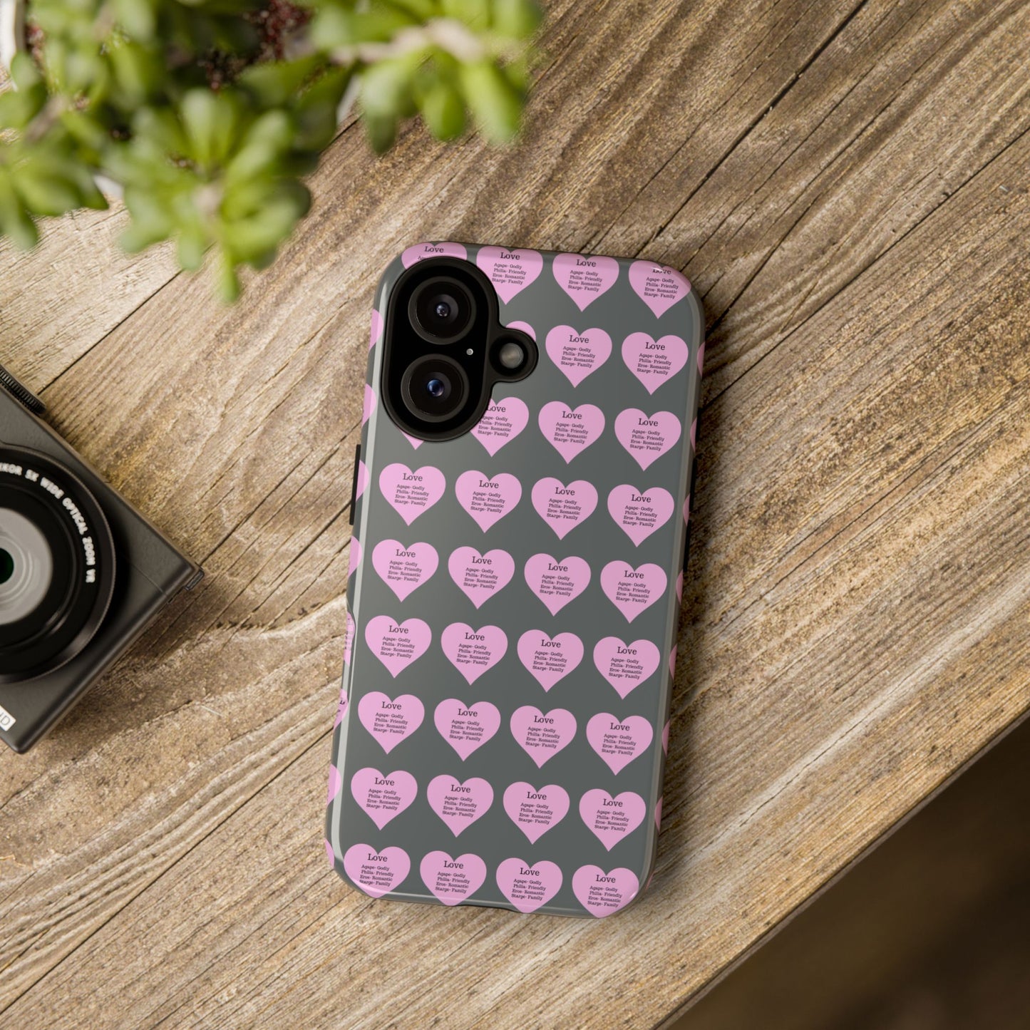 Hearts-A-Flutter Phone Case (iPhone, Google Pixel)(Dark grey)