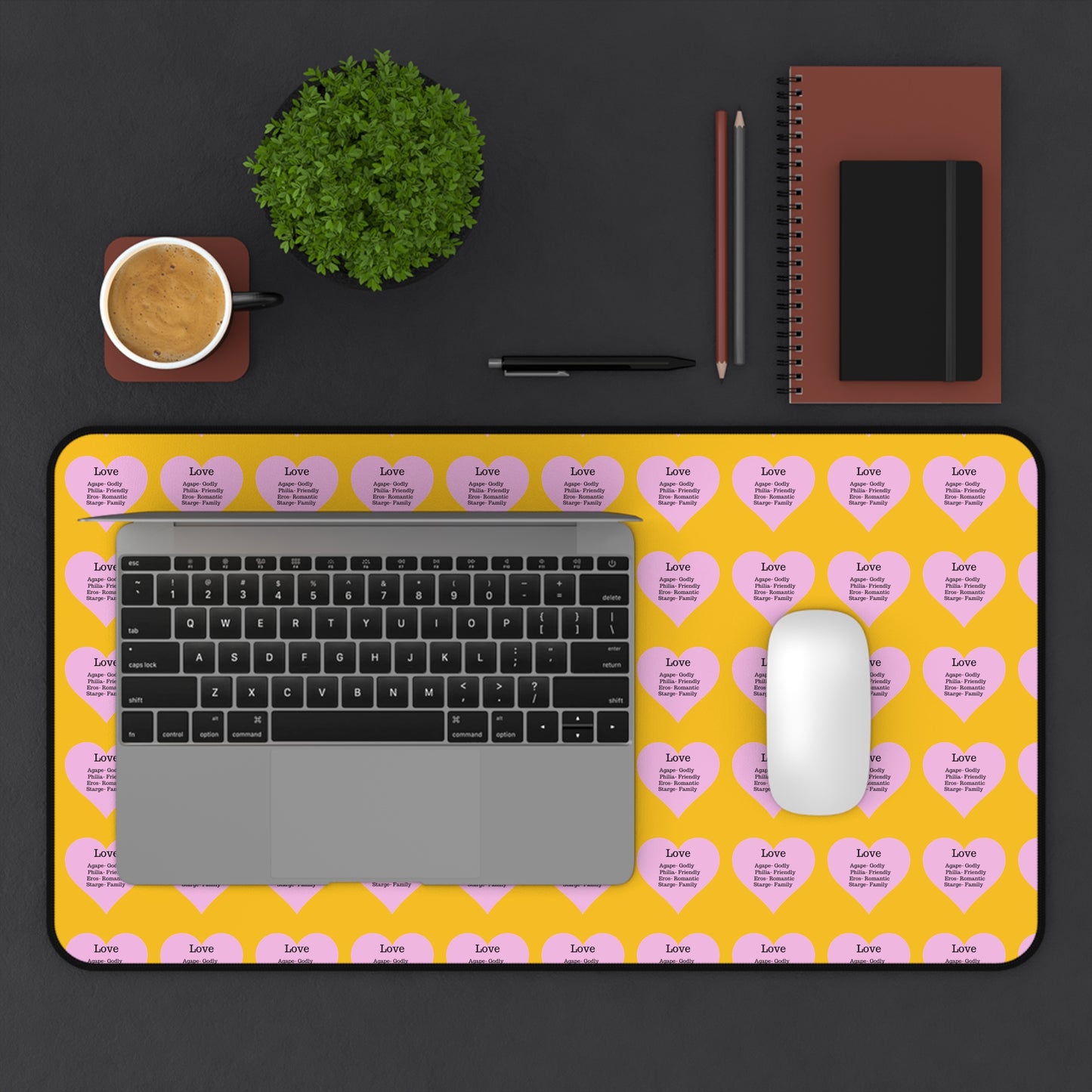 Love Hearts Desk Mat (Yellow)