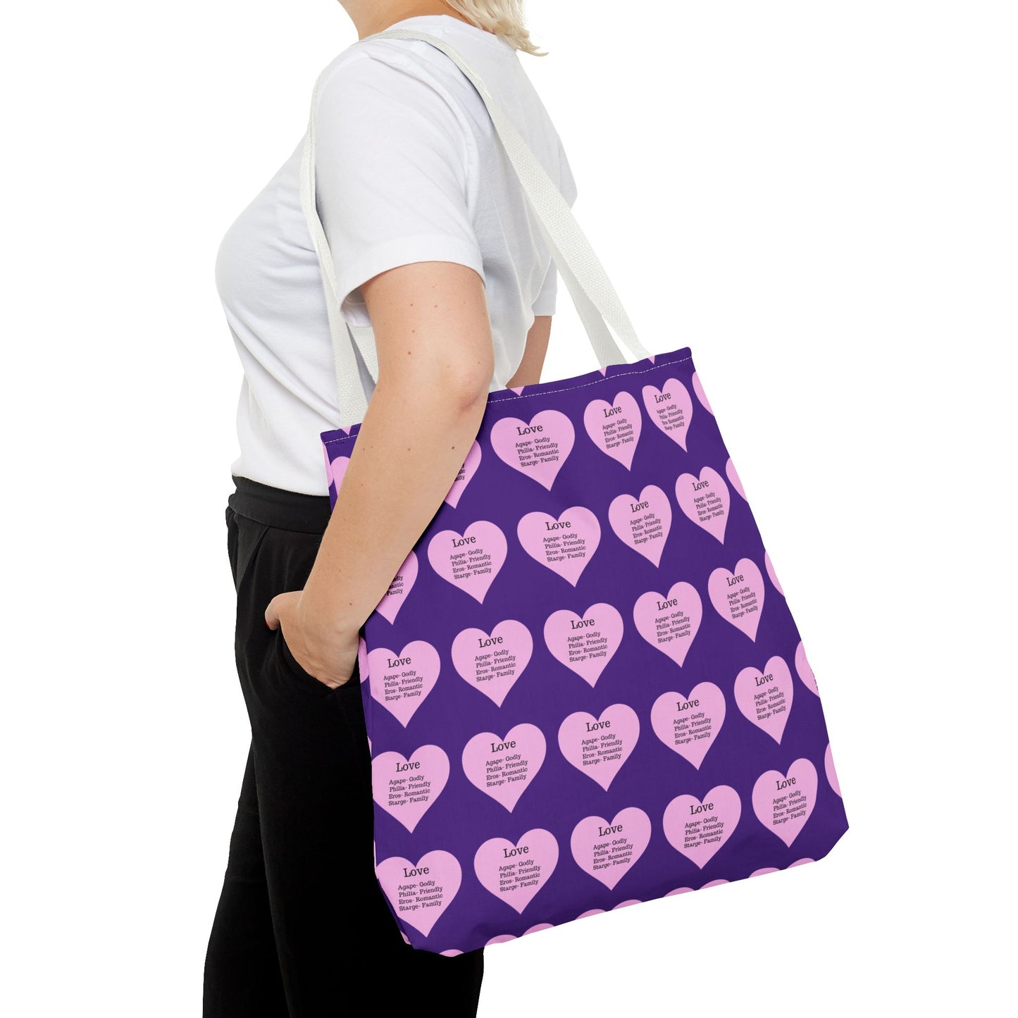 Pink Hearts Tote Bag (Purple)