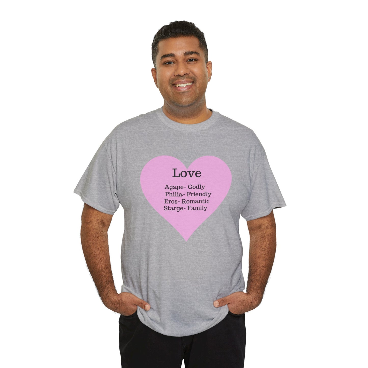 Unisex Love Heart Heavy Cotton T-Shirt - Comfortable Classic Fit Apparel