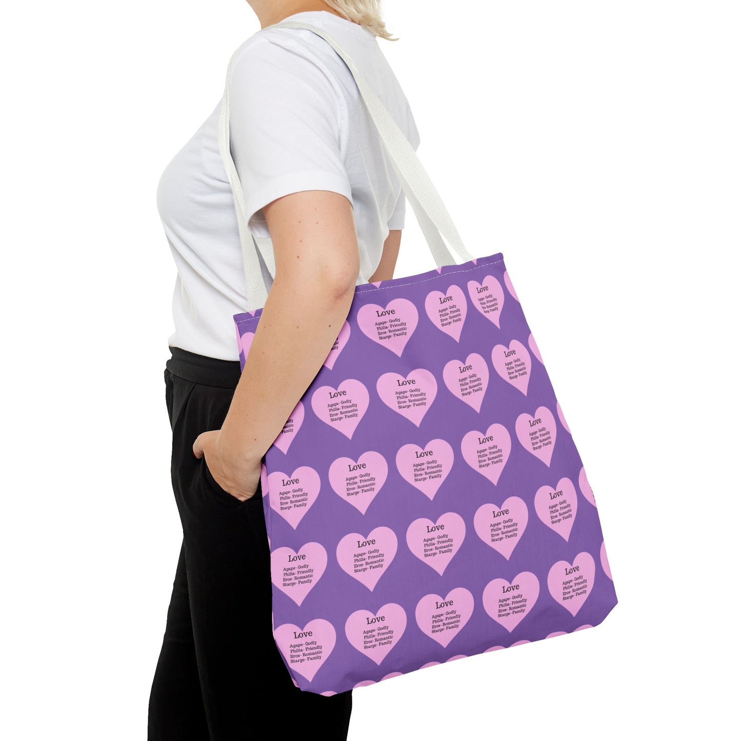 Pink Hearts Tote Bag (Light purple)