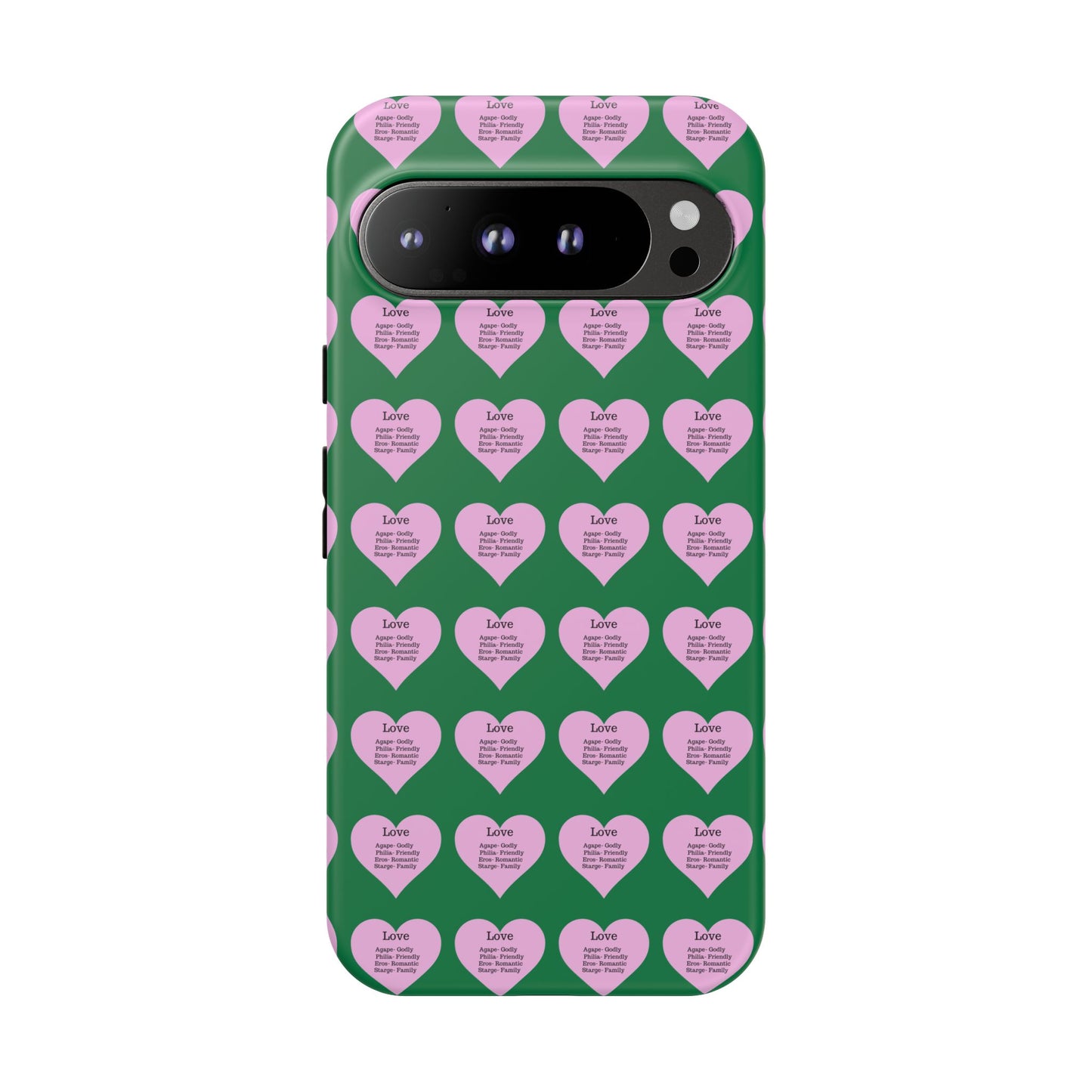 Hearts-A-Flutter Phone Case (iPhone, Google Pixel)(Dark green)
