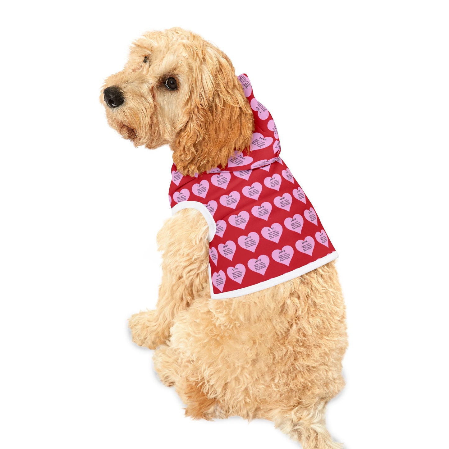 Charming Heart Pet Hoodie Pattern (Dark red)