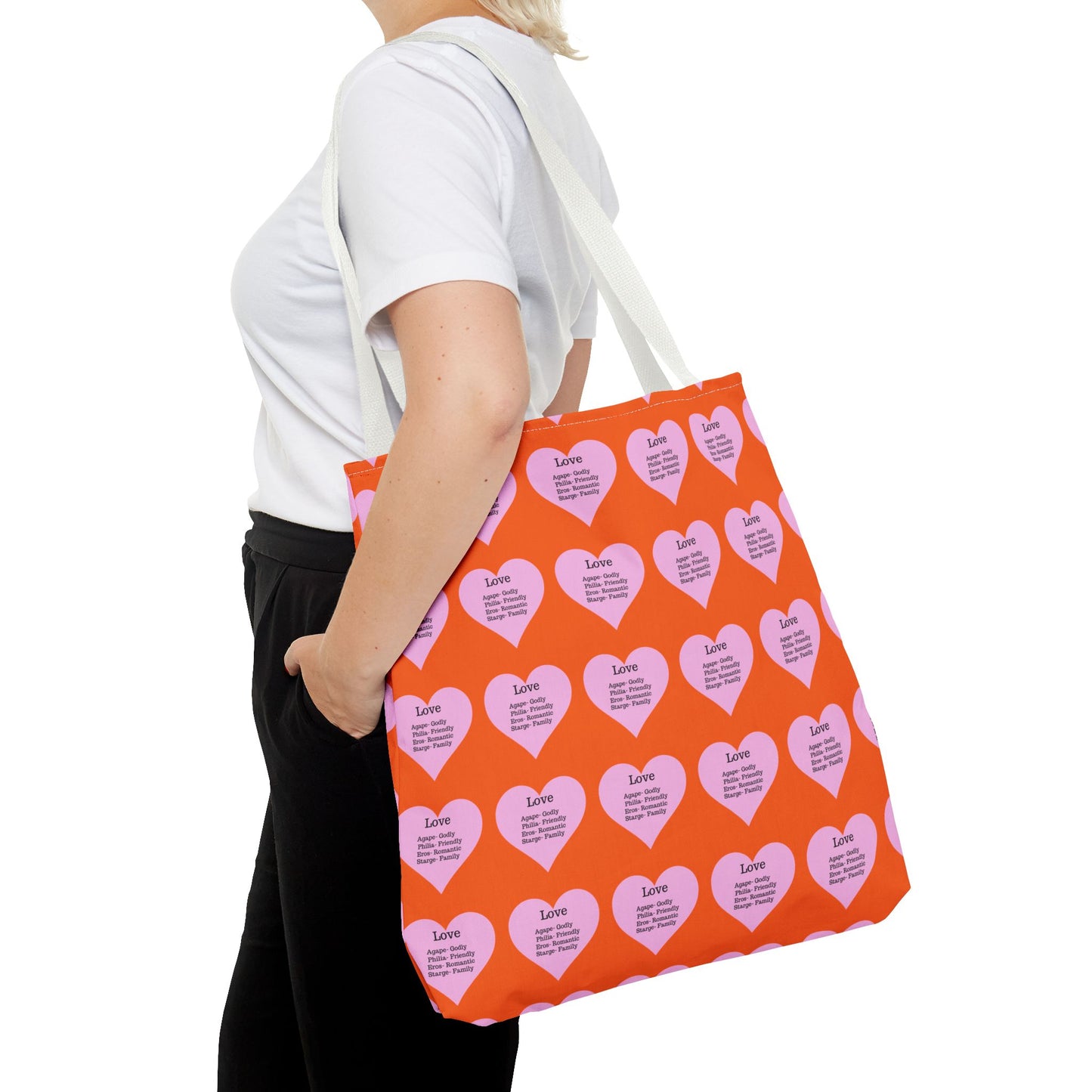 Pink Hearts Tote Bag (Orange)