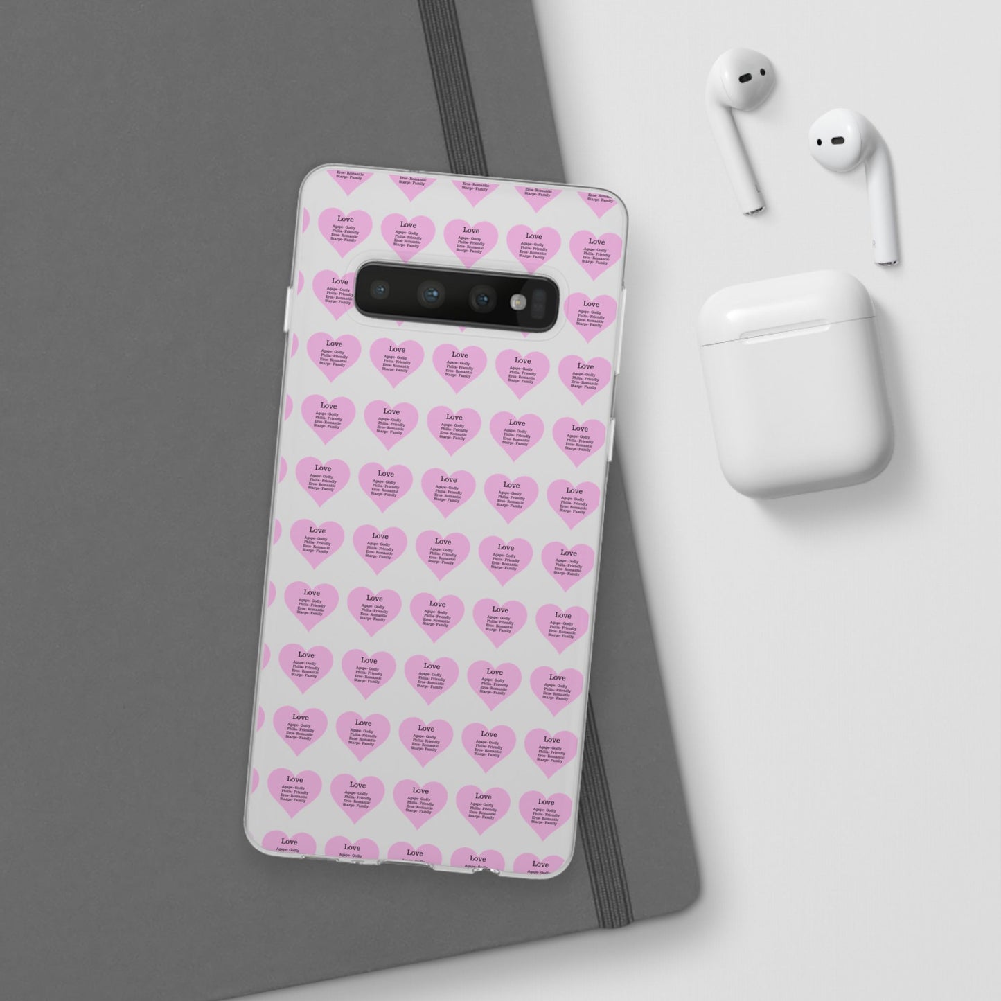 Pink Hearts Transparent Phone Case