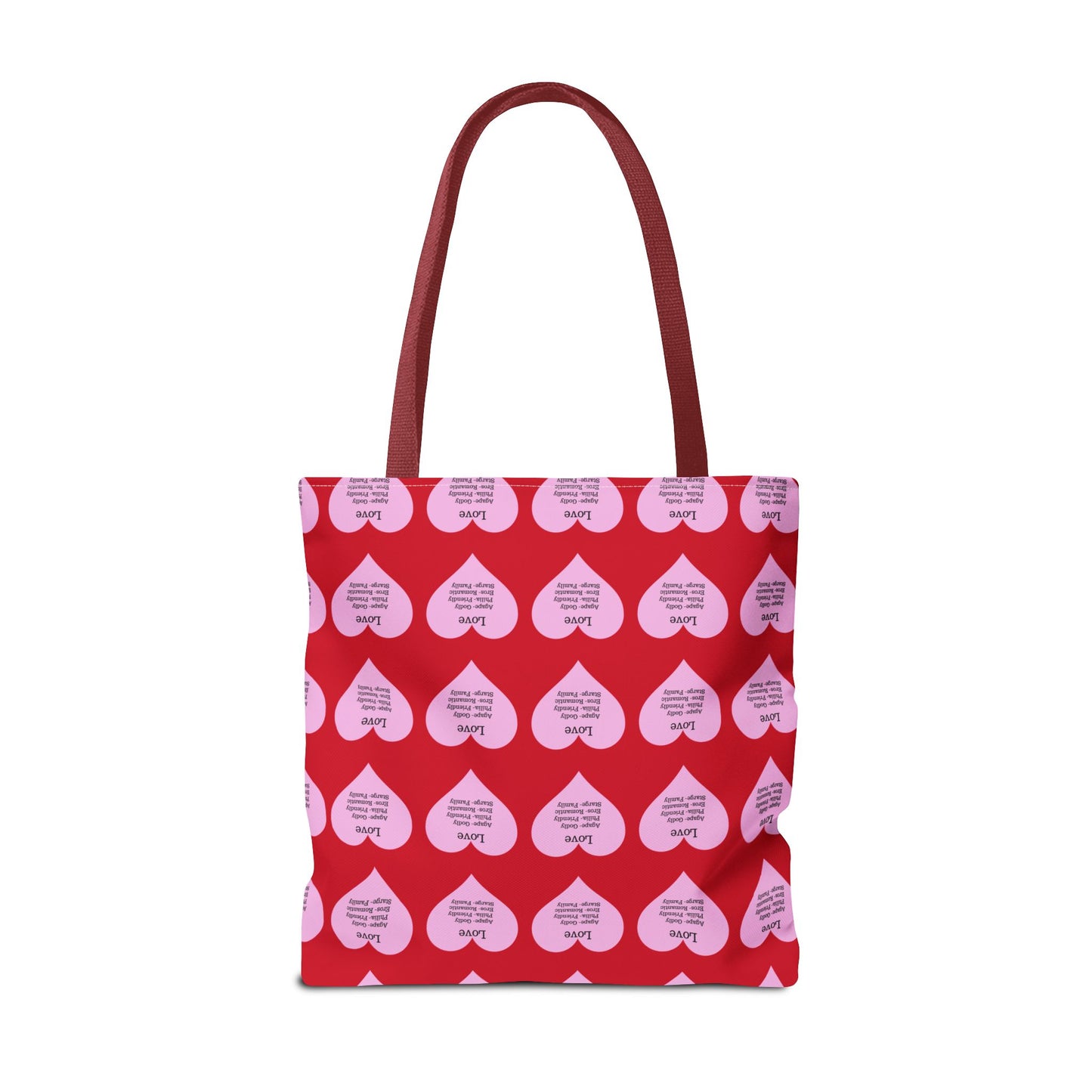 Pink Hearts Tote Bag (Dark red)