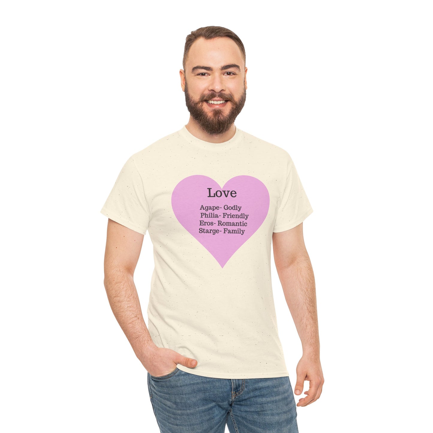 Unisex Love Heart Heavy Cotton T-Shirt - Comfortable Classic Fit Apparel