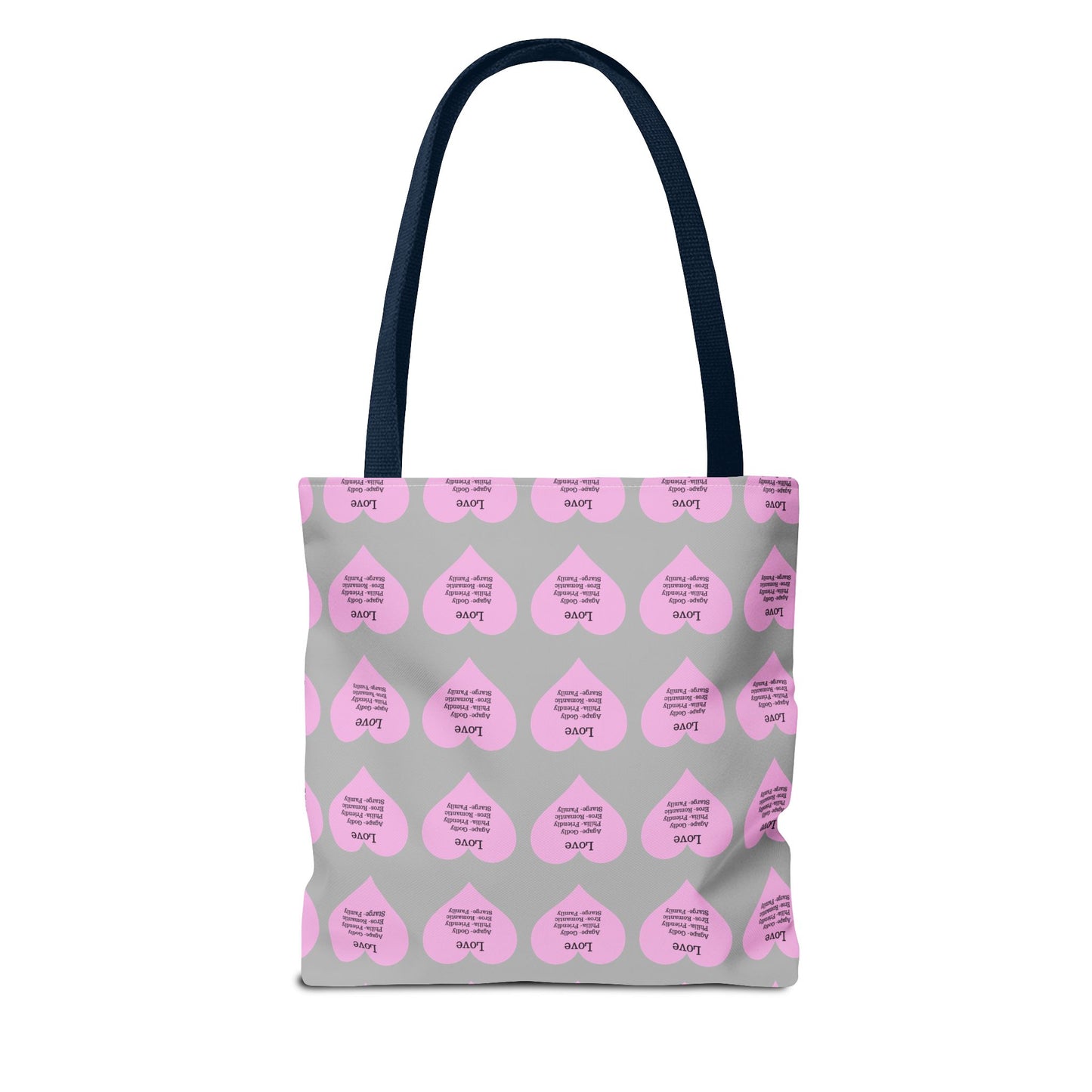 Pink Hearts Tote Bag (Light grey)