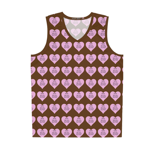 Love Heart All-Over-Print Basketball Jersey (Brown)