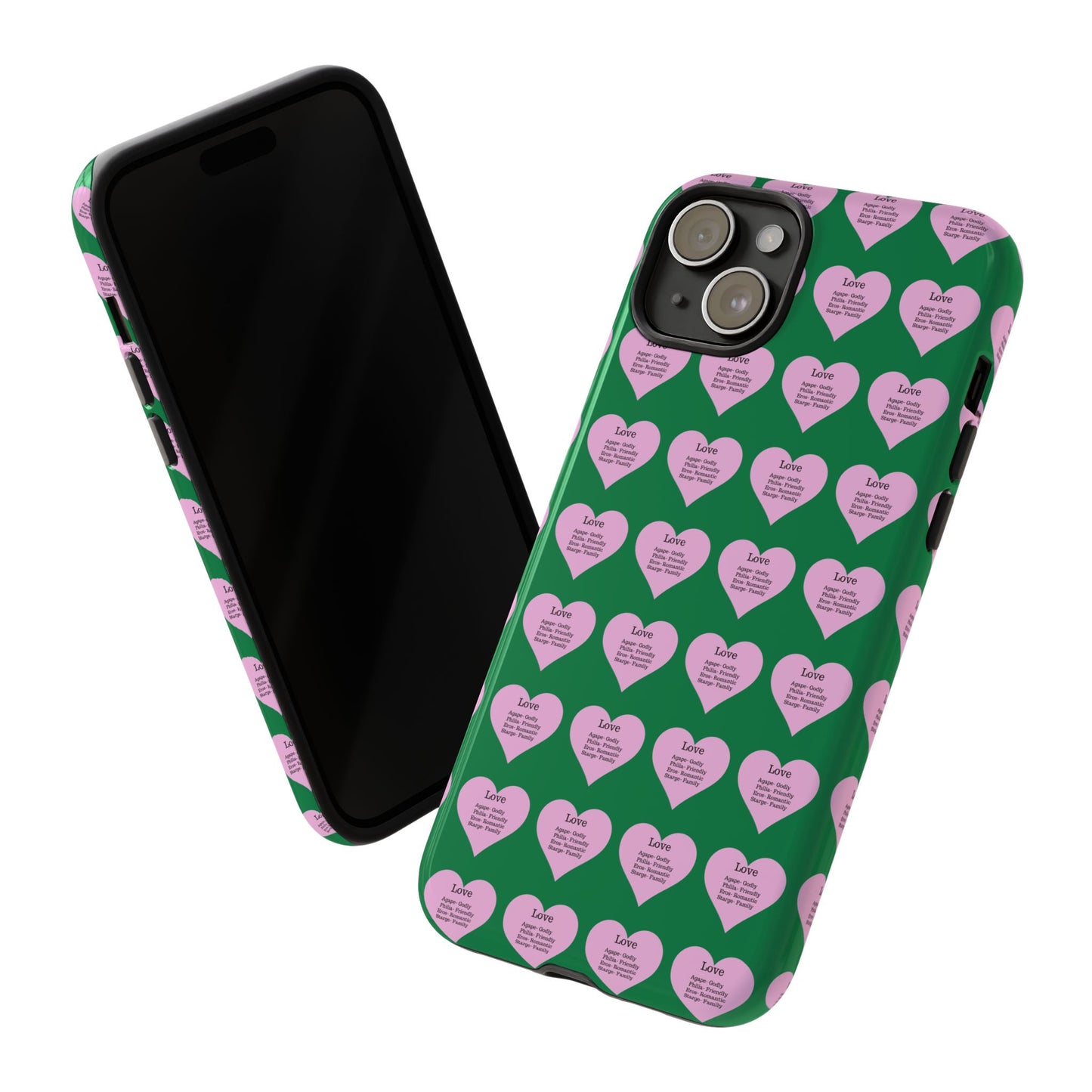Hearts-A-Flutter Phone Case (iPhone, Google Pixel)(Dark green)